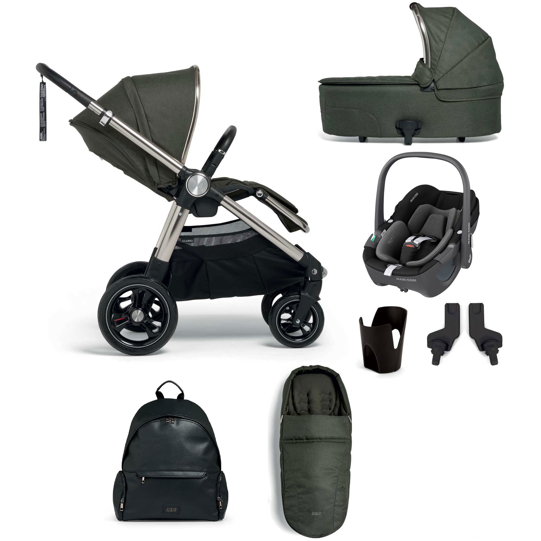 Mamas & Papas Ocarro 7/8 Piece Pebble 360 Travel System - Hunter Green