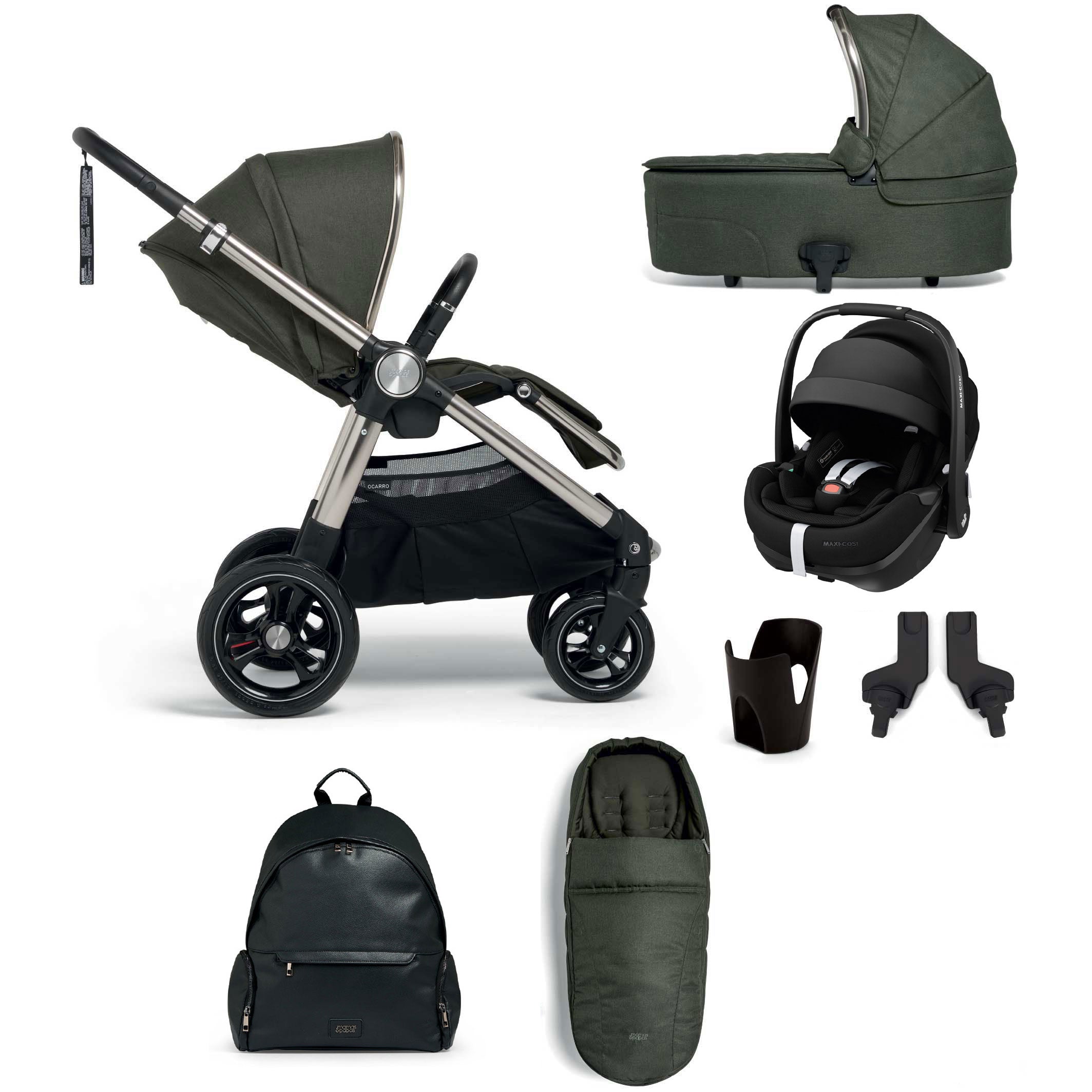 Mamas & Papas Ocarro 7/8 Piece Pebble 360 Pro V2 Travel System - Hunter Green