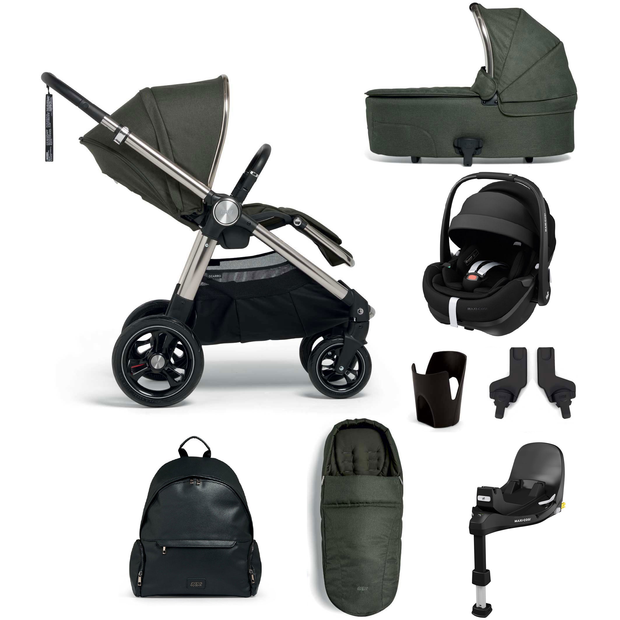 Mamas & Papas Ocarro 7/8 Piece Pebble 360 Pro V2 Travel System - Hunter Green