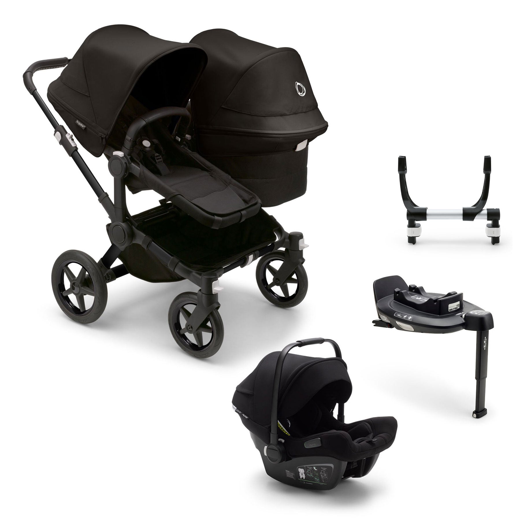 Bugaboo Donkey 5 Duo Complete Turtle Travel System - Midnight Black