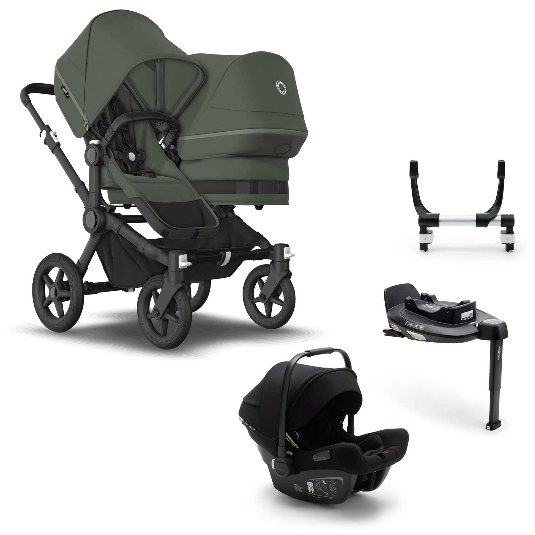 Bugaboo Donkey 5 Duo Complete Turtle Travel System - Forest Green