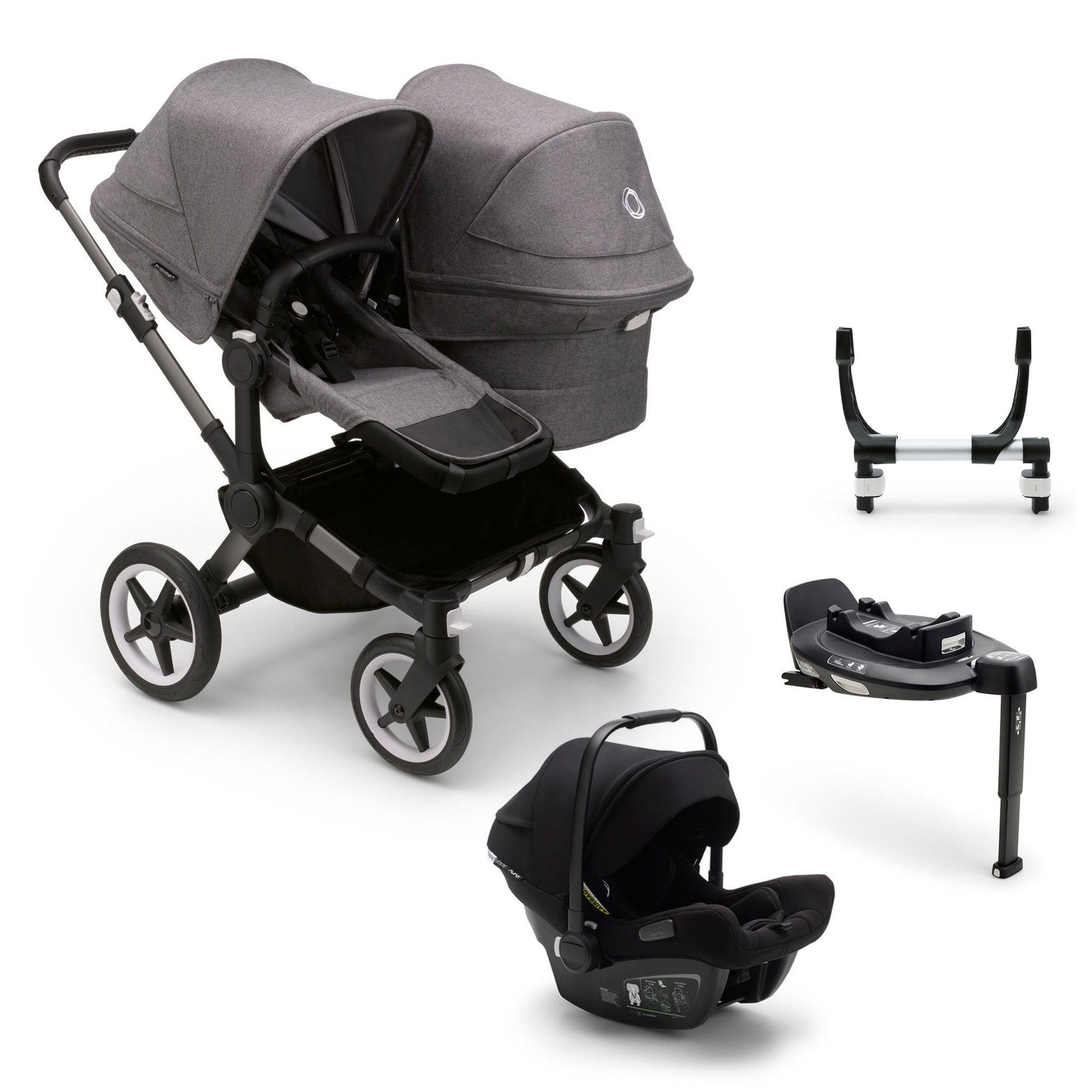 Bugaboo Donkey 5 Duo Complete Turtle Travel System - Grey Mélange