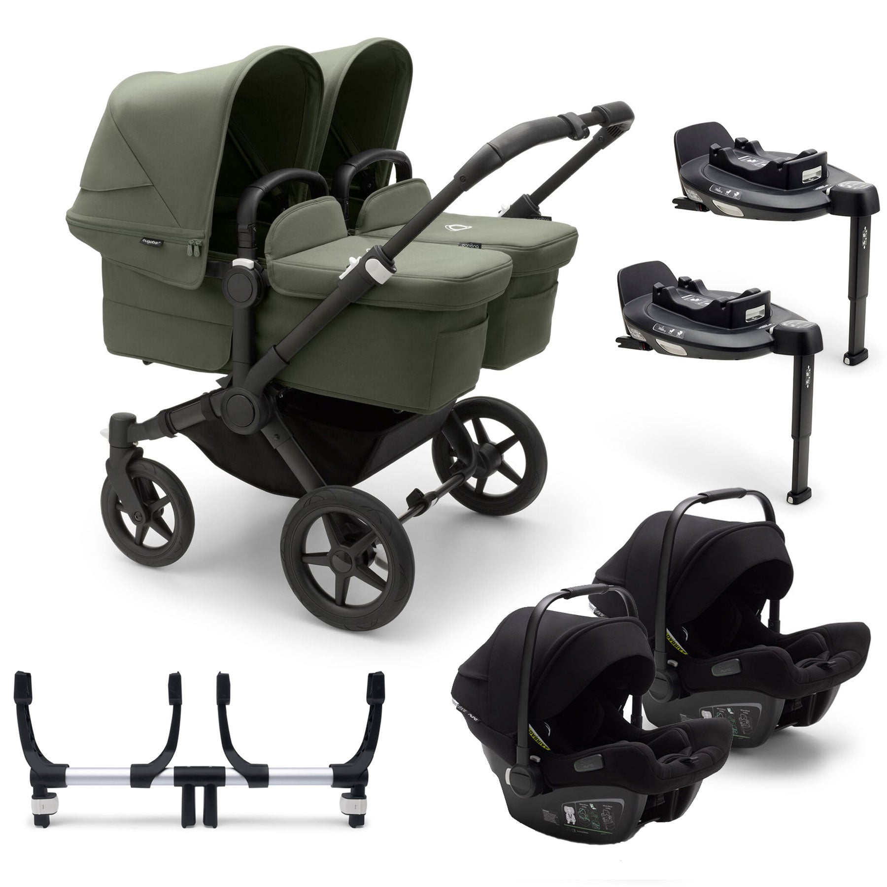 Bugaboo Donkey 5 Twin Complete Turtle Travel System - Forest Green