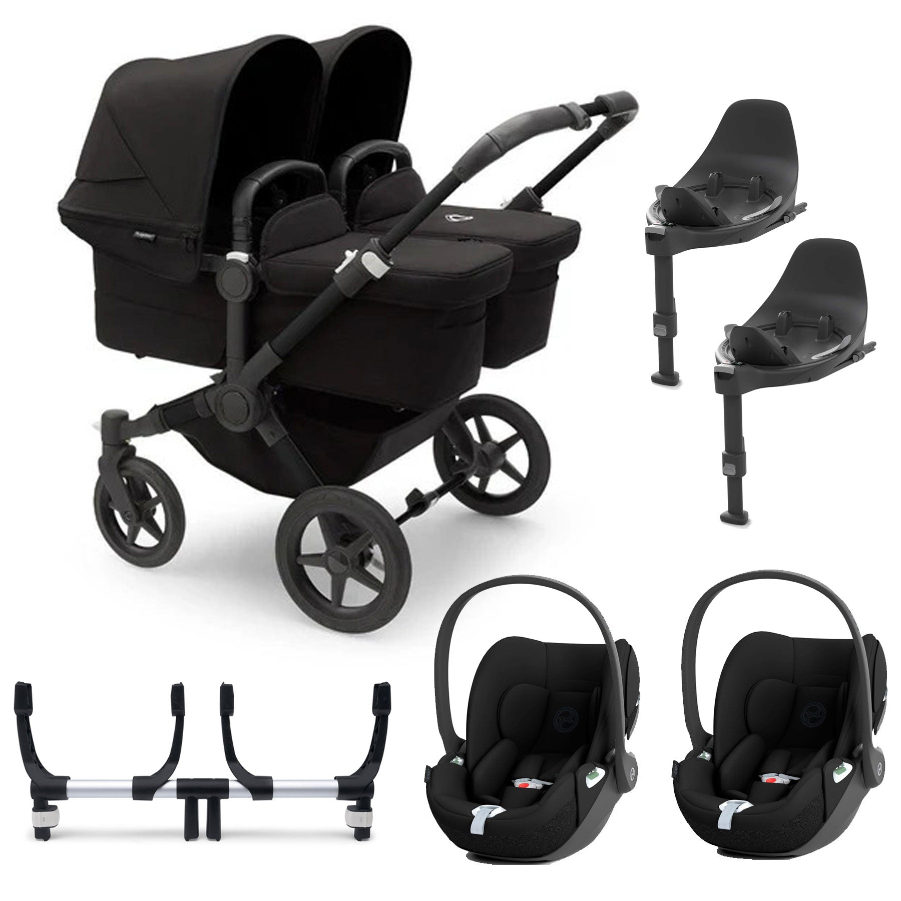 Bugaboo Donkey 5 Twin Complete Cloud T Travel System - Midnight Black