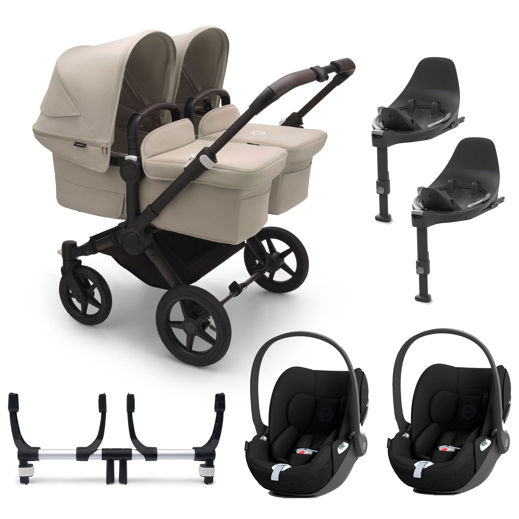 Bugaboo Donkey 5 Twin Complete Cloud T Travel System - Desert Taupe