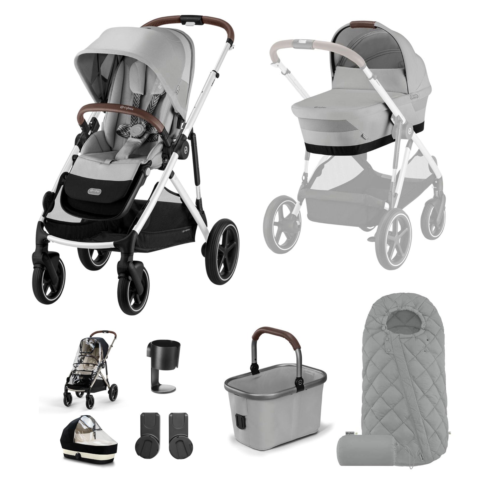 Cybex Gazelle S Essential Bundle - Silver/Stone Grey