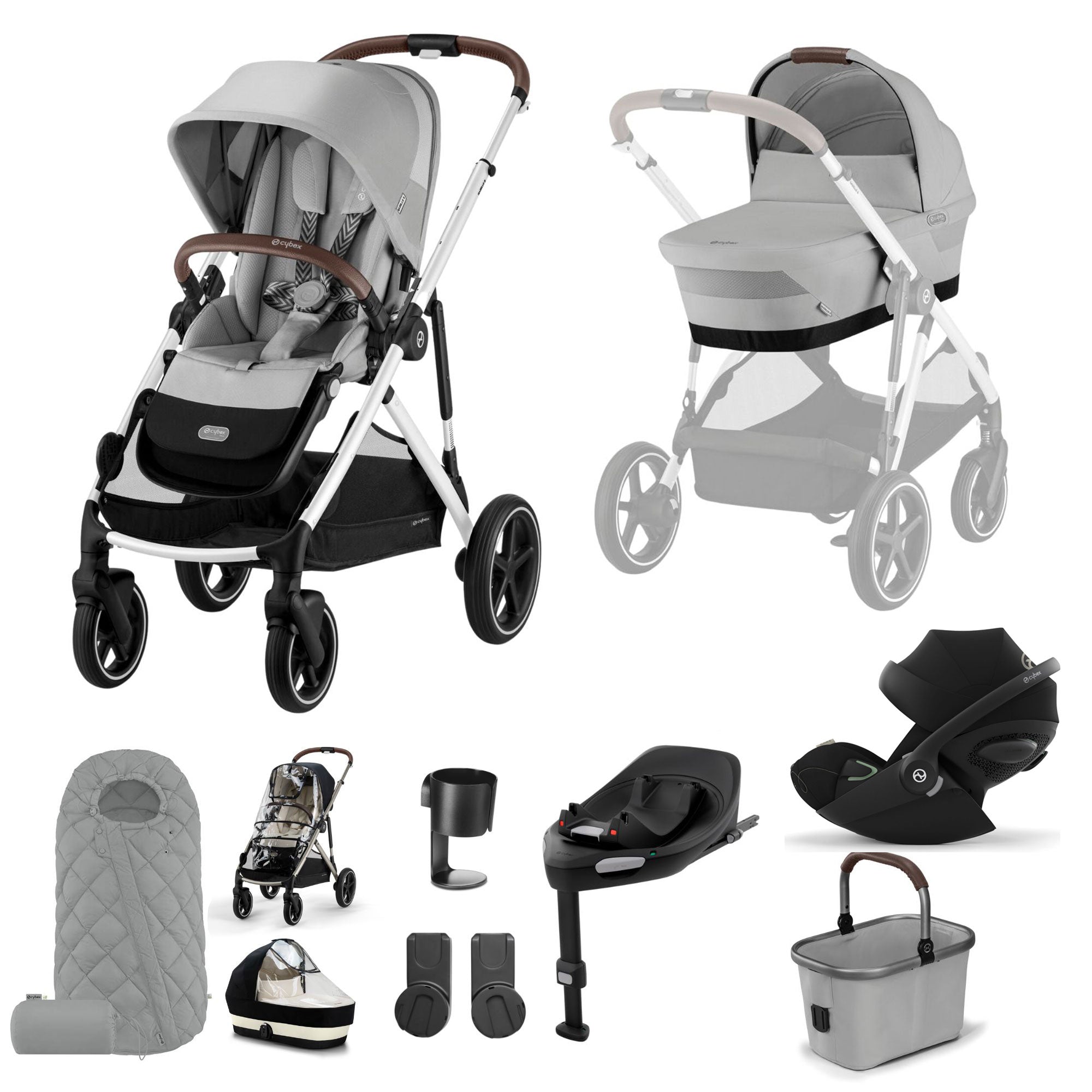 Cybex Gazelle S Luxury Bundle - Silver/Stone Grey