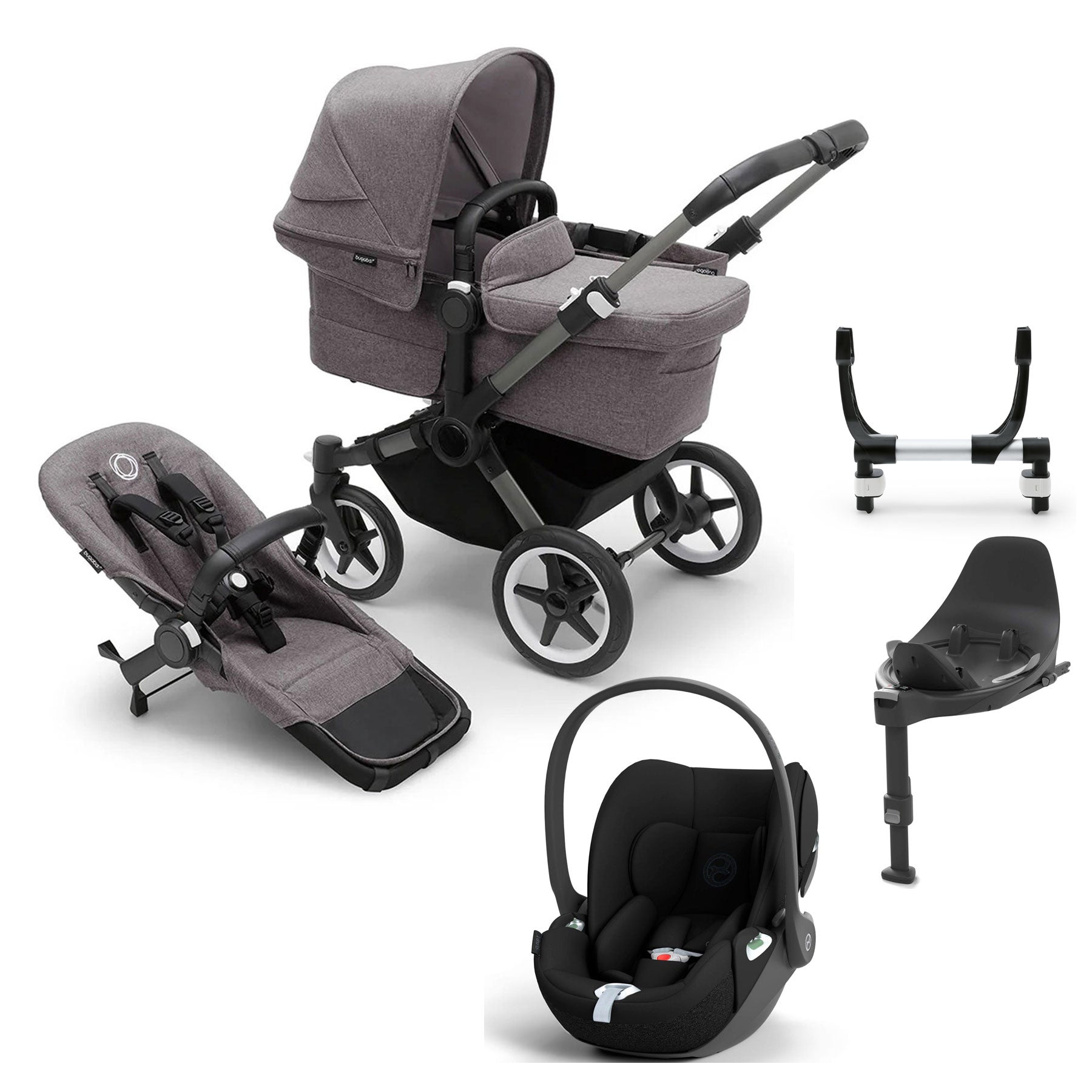 Bugaboo Donkey 5 Mono Cloud T Travel System - Grey Mélange