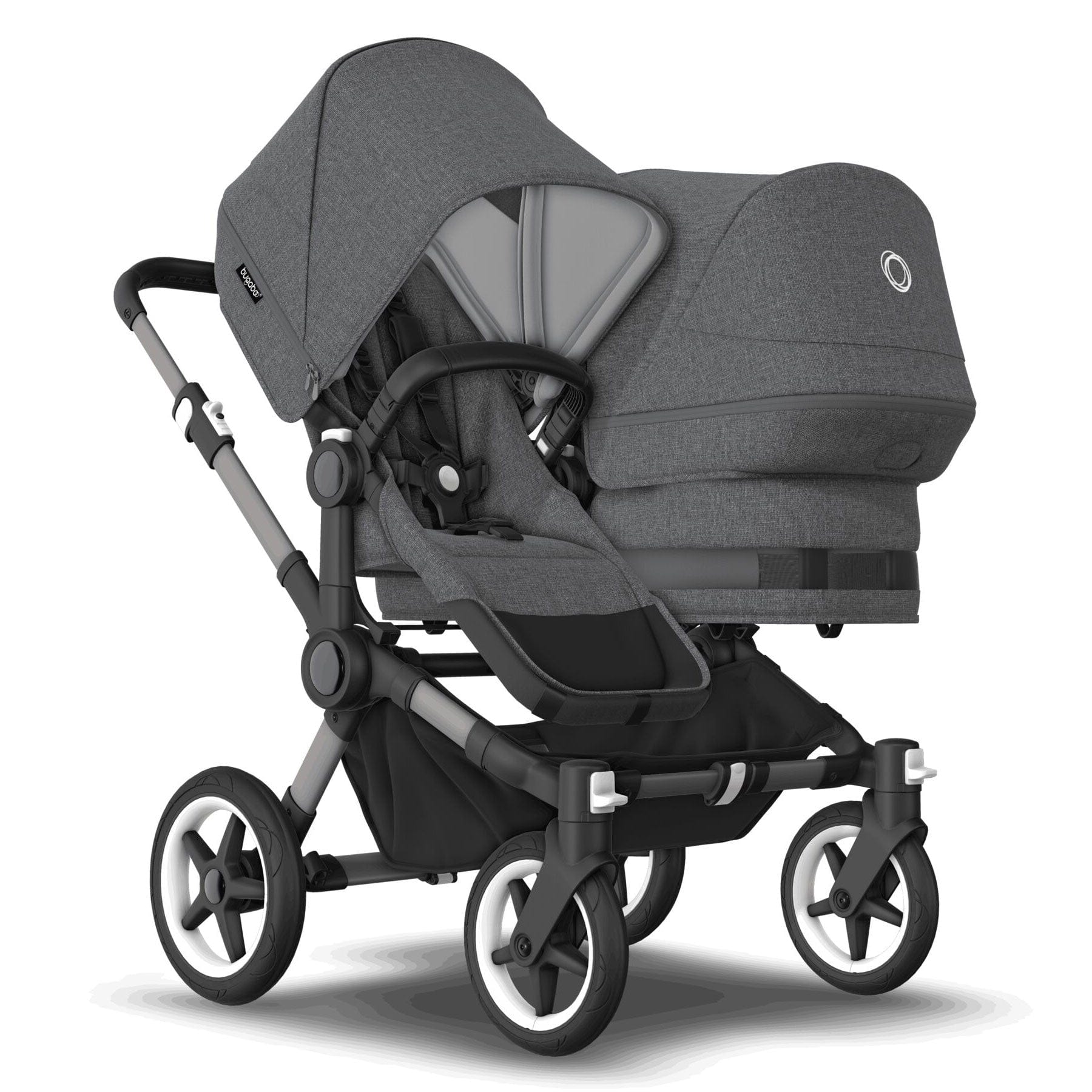 Bugaboo travel systems Bugaboo Donkey 5 Duo Complete Cloud T Travel System - Grey Mélange 17676-GRY-MEL