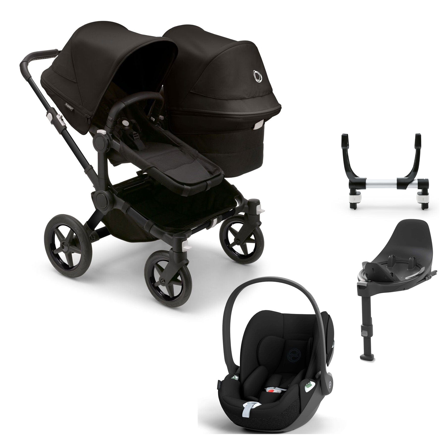 Bugaboo travel systems Bugaboo Donkey 5 Duo Complete Cloud T Travel System - Midnight Black 17676-MID-BLK