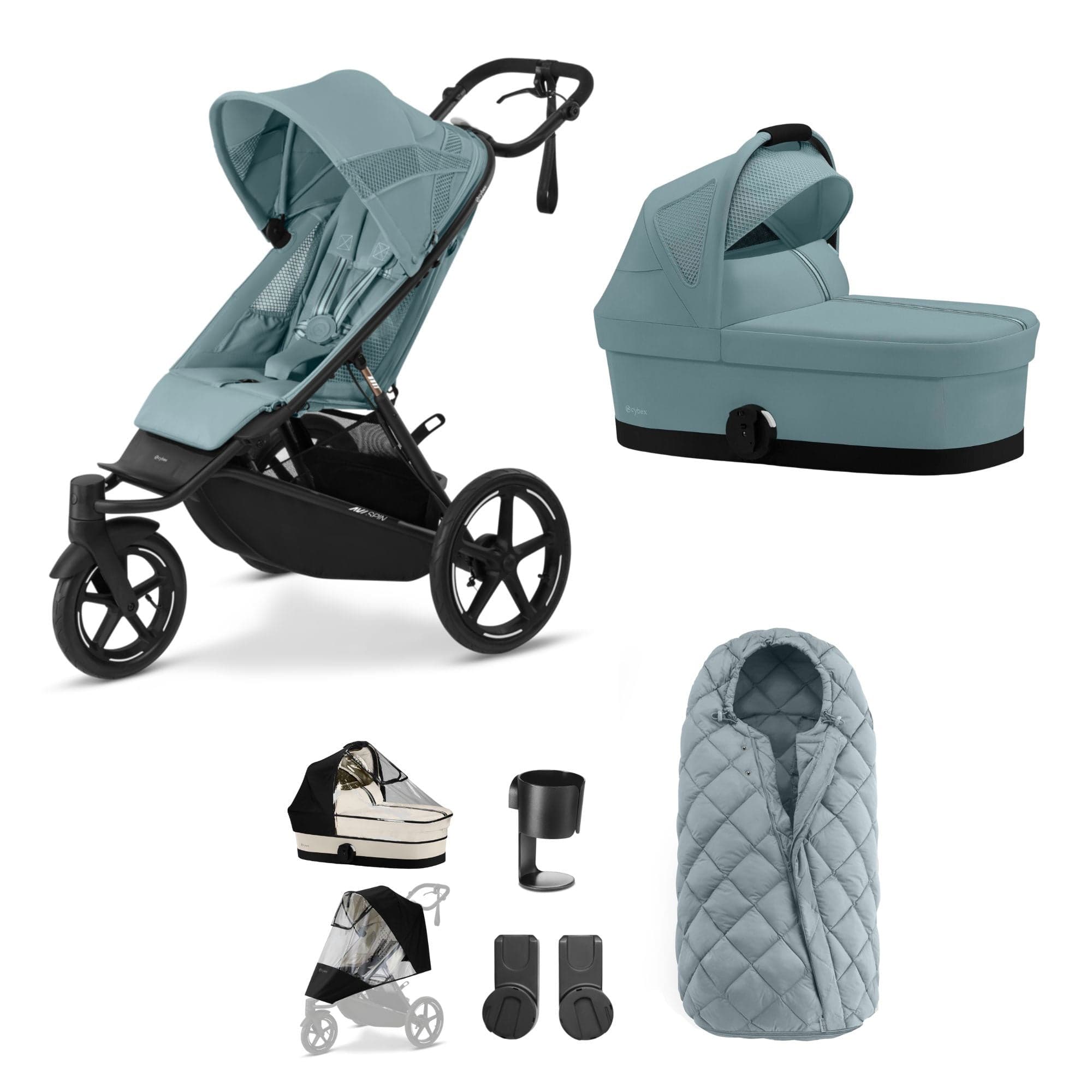 Cybex 3 Wheeler Pushchair Bundles Cybex Avi Spin Essential Kit - Stormy Blue 16229-STO-BLU-1