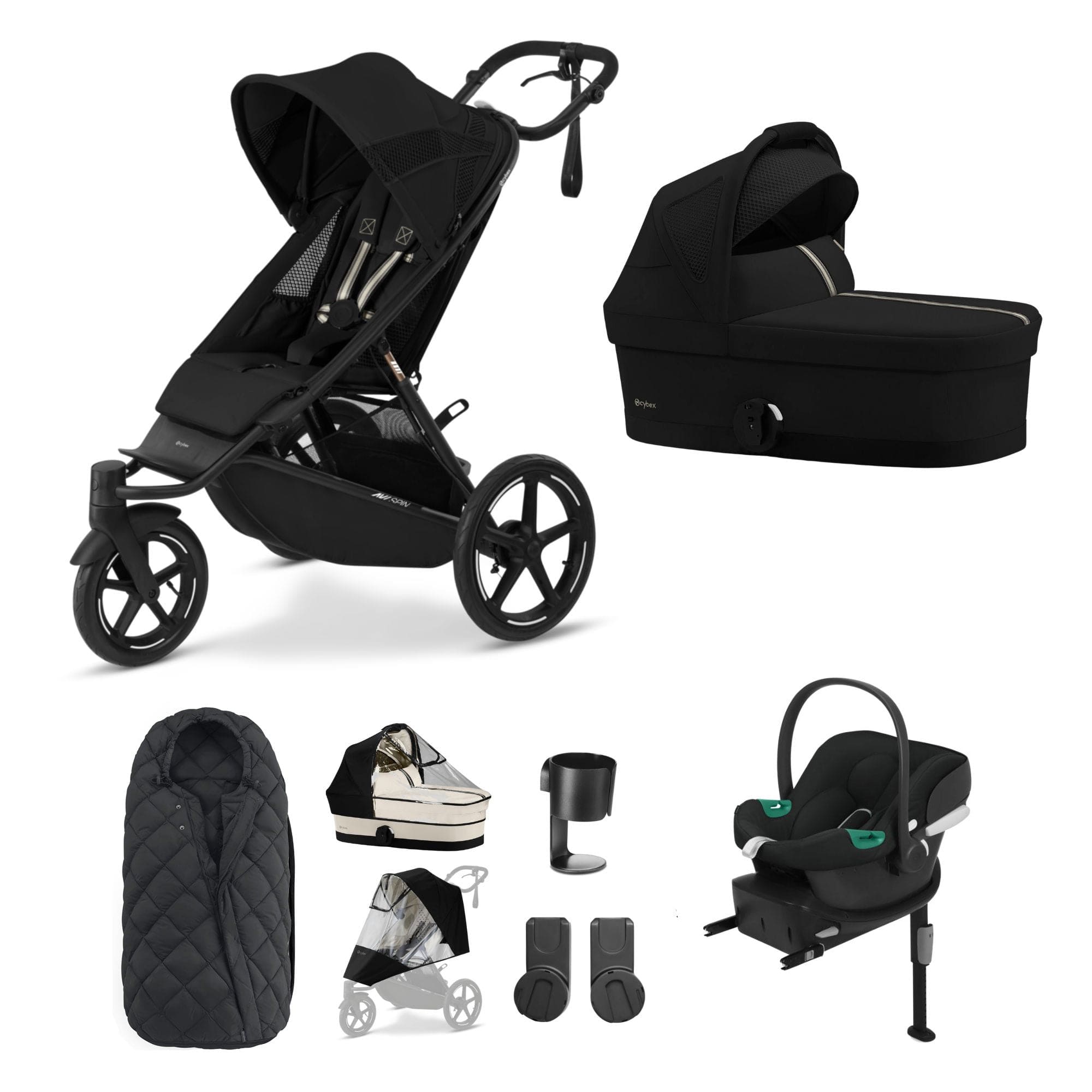 Cybex 3 Wheeler Pushchair Bundles Cybex Avi Spin Comfort Kit - Moon Black 16233-MOO-BLK-1