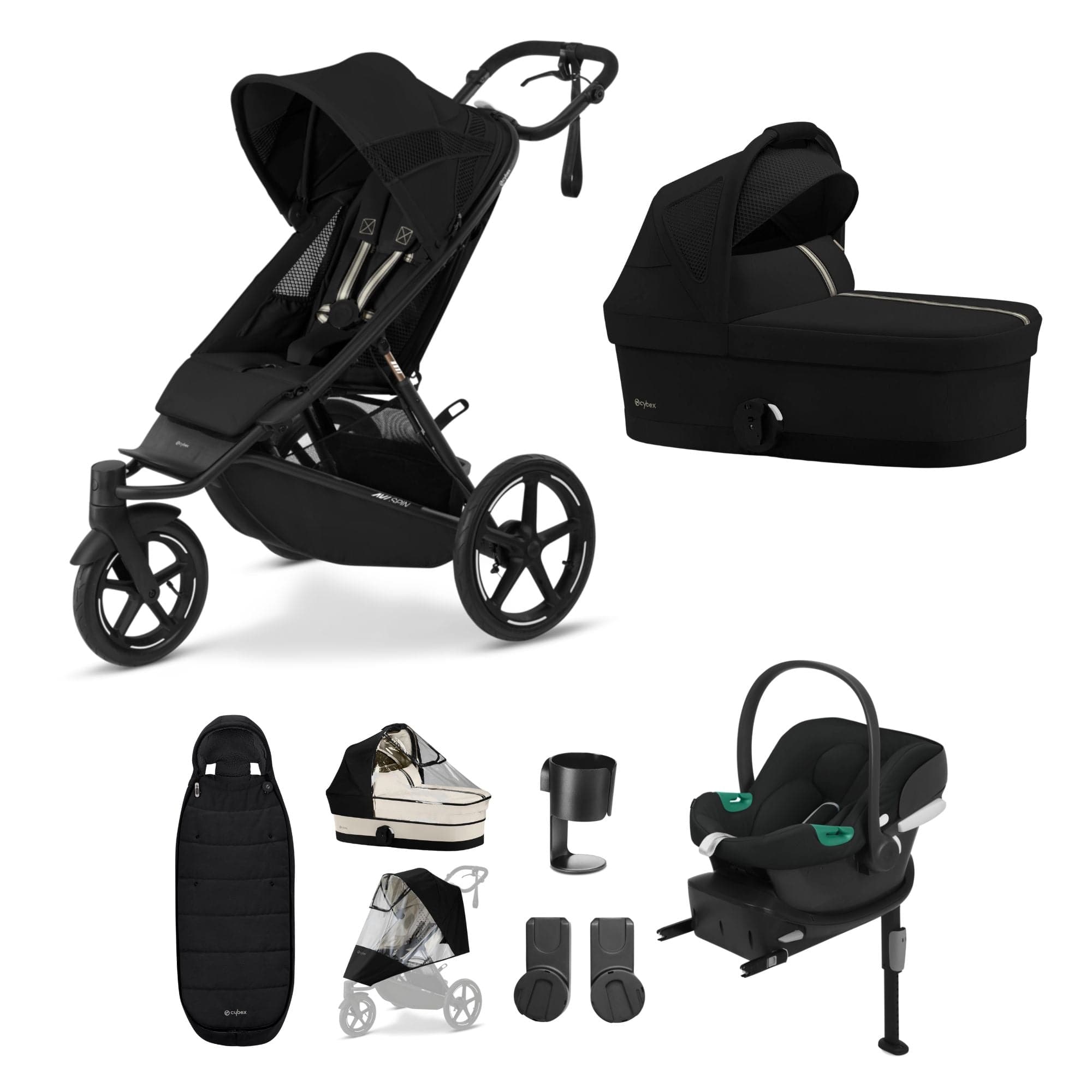 Cybex 3 Wheeler Pushchair Bundles Cybex Avi Spin Comfort Kit - Moon Black 16233-MOO-BLK