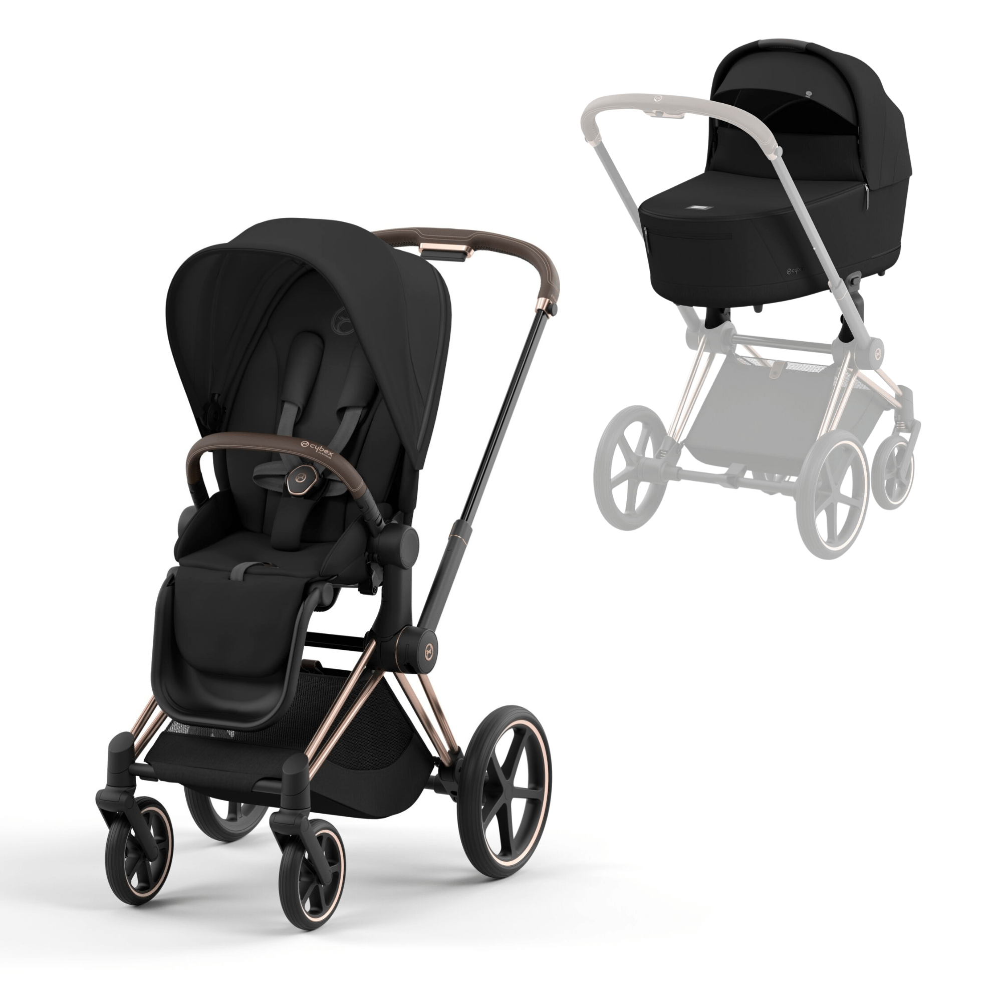 Cybex Baby Prams Cybex Priam & Lux Cot (2023) - Sepia Black 11248-ROS-GOL-BLK