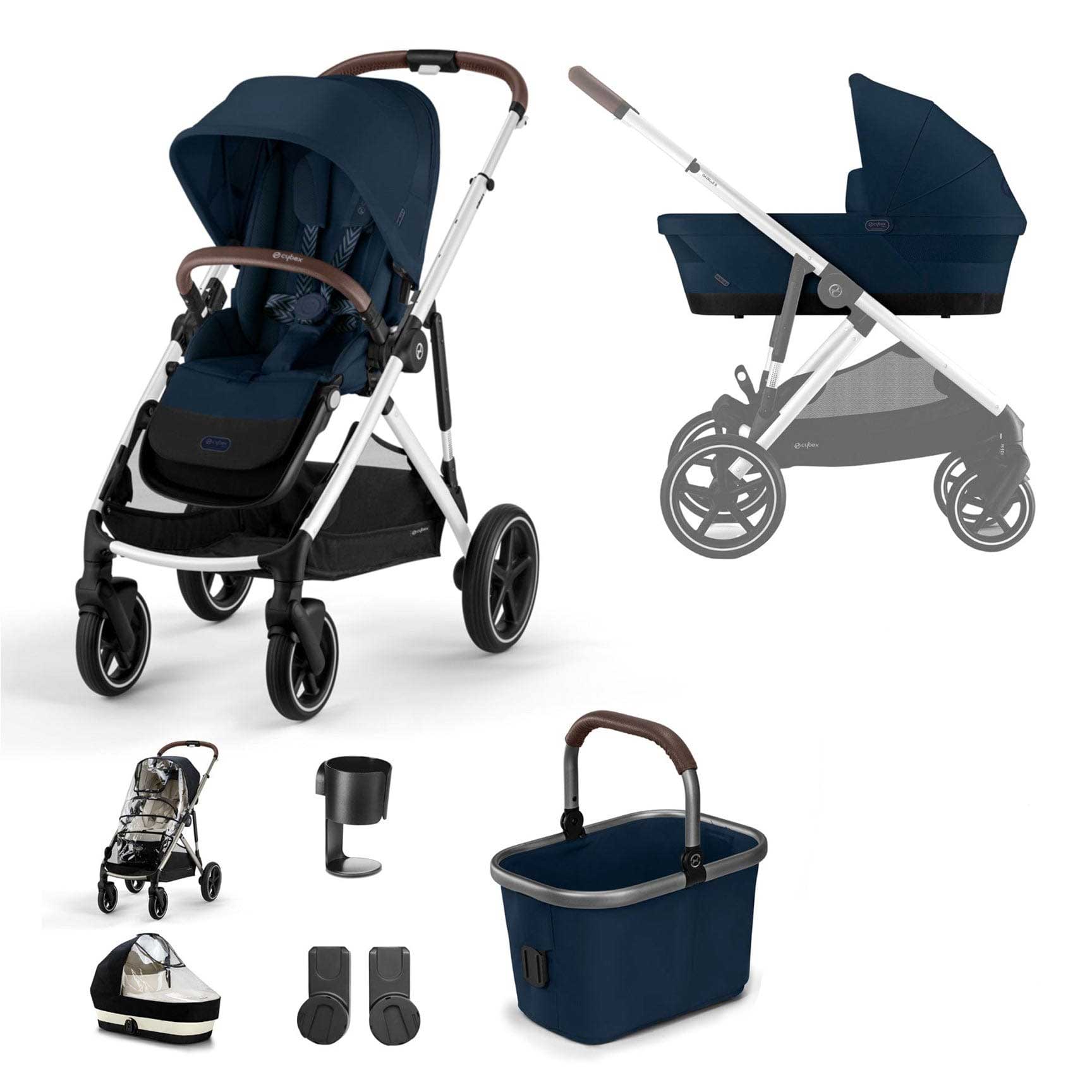 Cybex baby prams Cybex Gazelle S Essential Bundle - Silver/Ocean Blue 12765-SLV-OCE-BLU-1