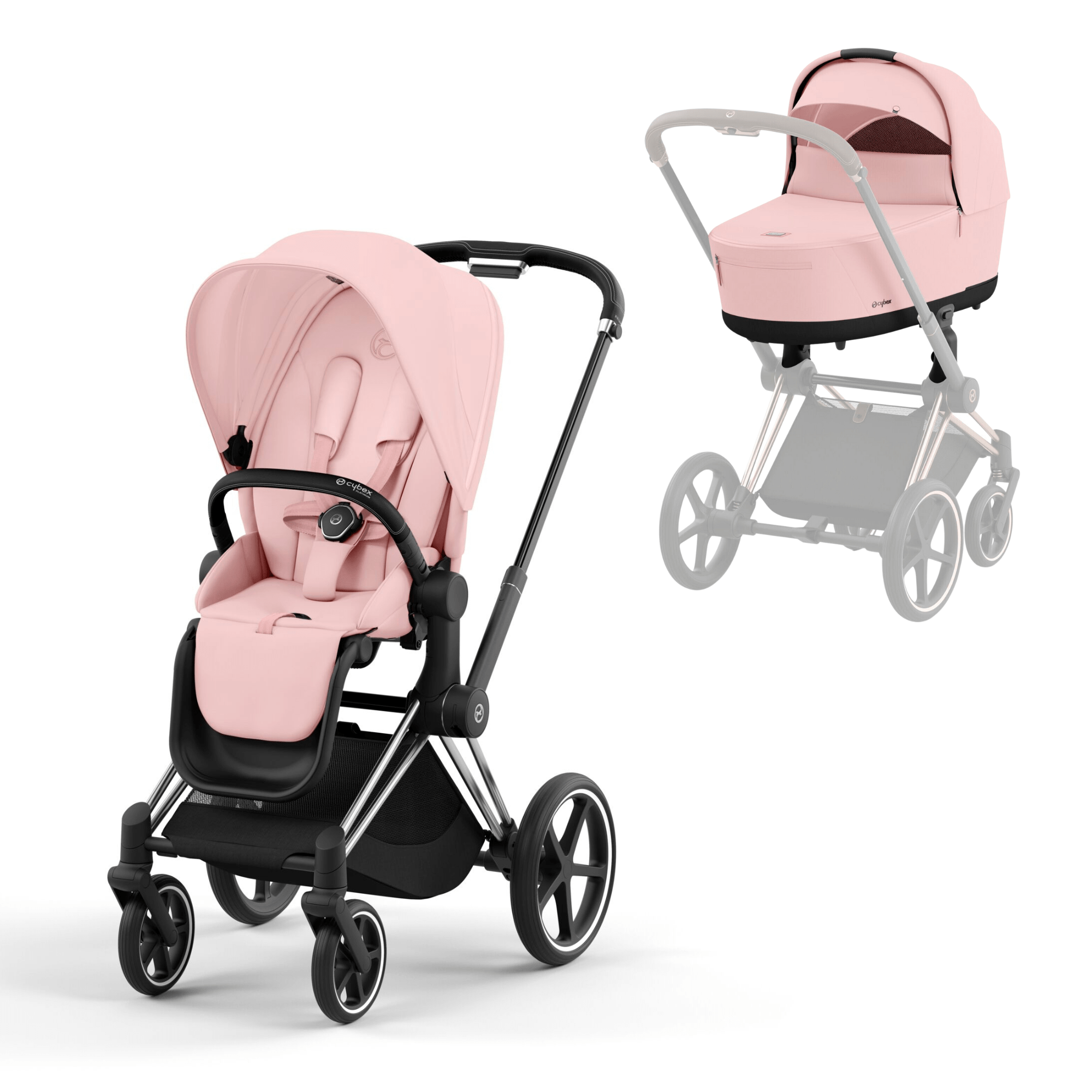 Cybex Baby Prams Cybex Priam & Lux Cot (2023) - Peach Pink 16676-CH-BLK-PNK