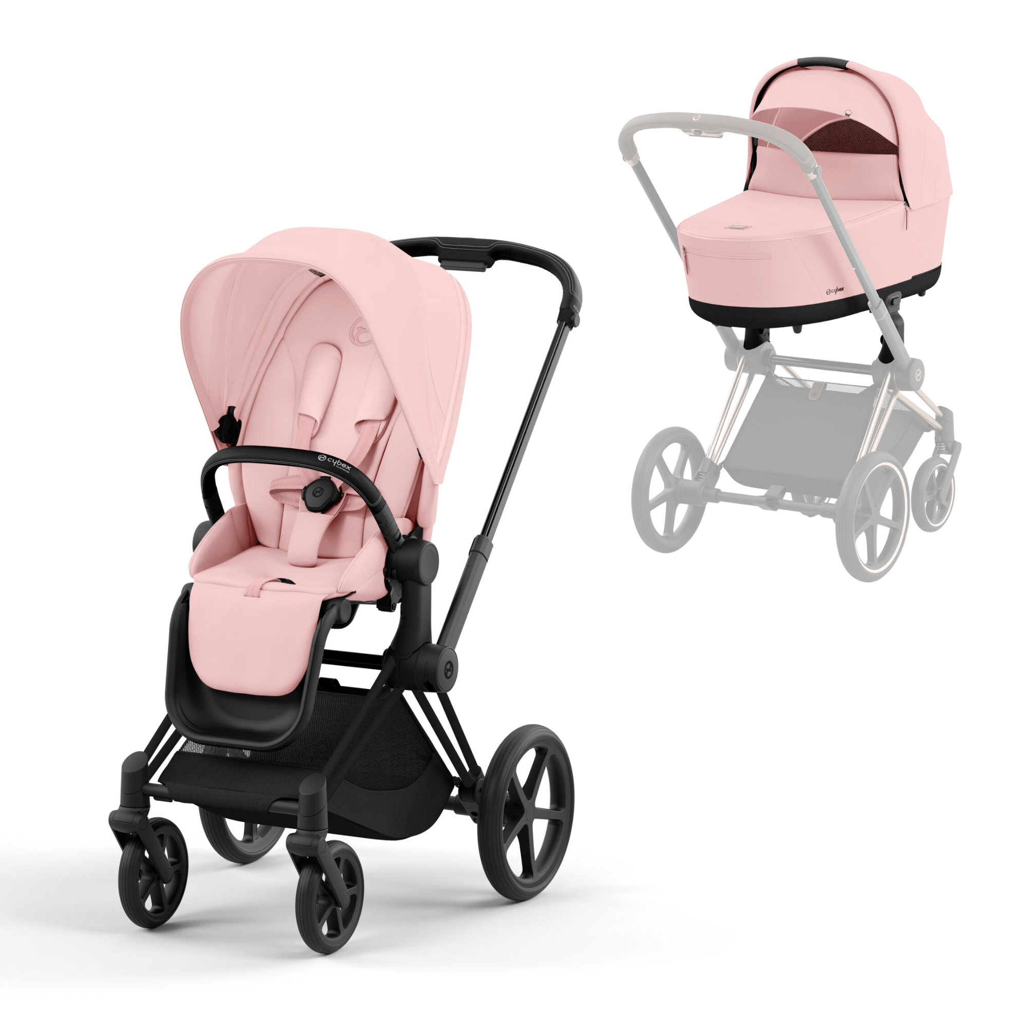 Cybex Baby Prams Cybex Priam & Lux Cot (2023) - Peach Pink 16680-BLK-PNK