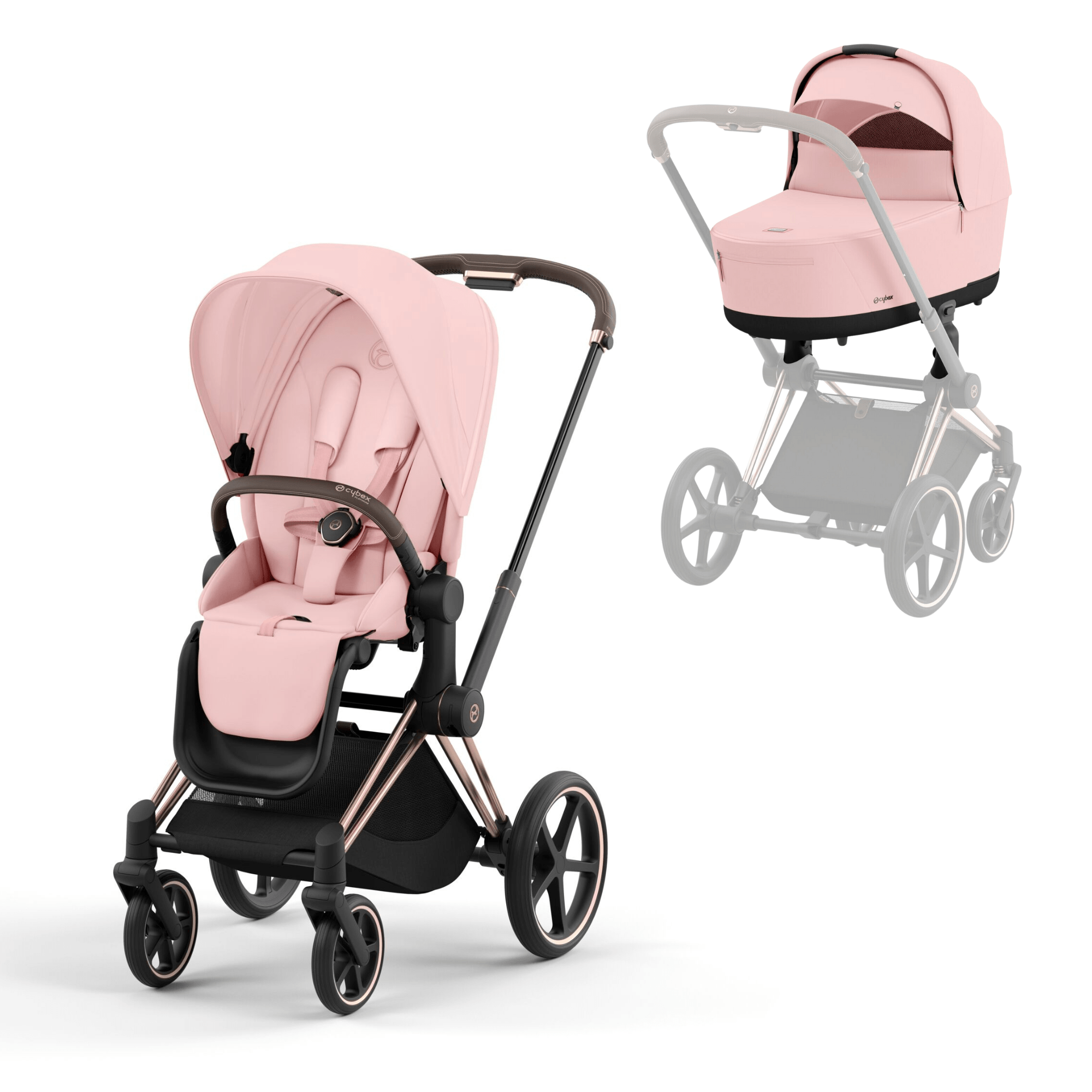 Cybex Baby Prams Cybex Priam & Lux Cot (2023) - Peach Pink 16682-ROS-GOL-PNK