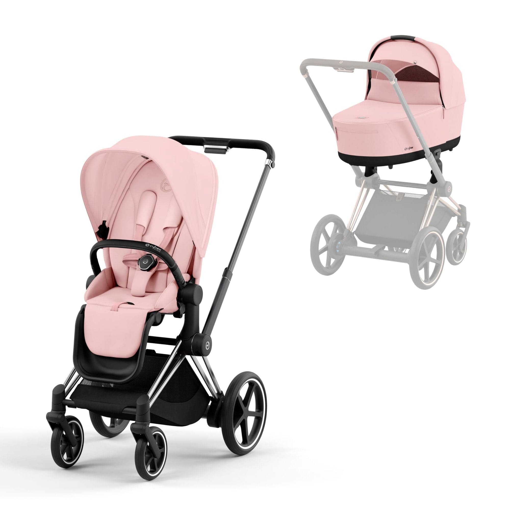 Cybex Baby Prams Cybex e-Priam Pram - Peach Pink 16744-CH-BLK-PNK