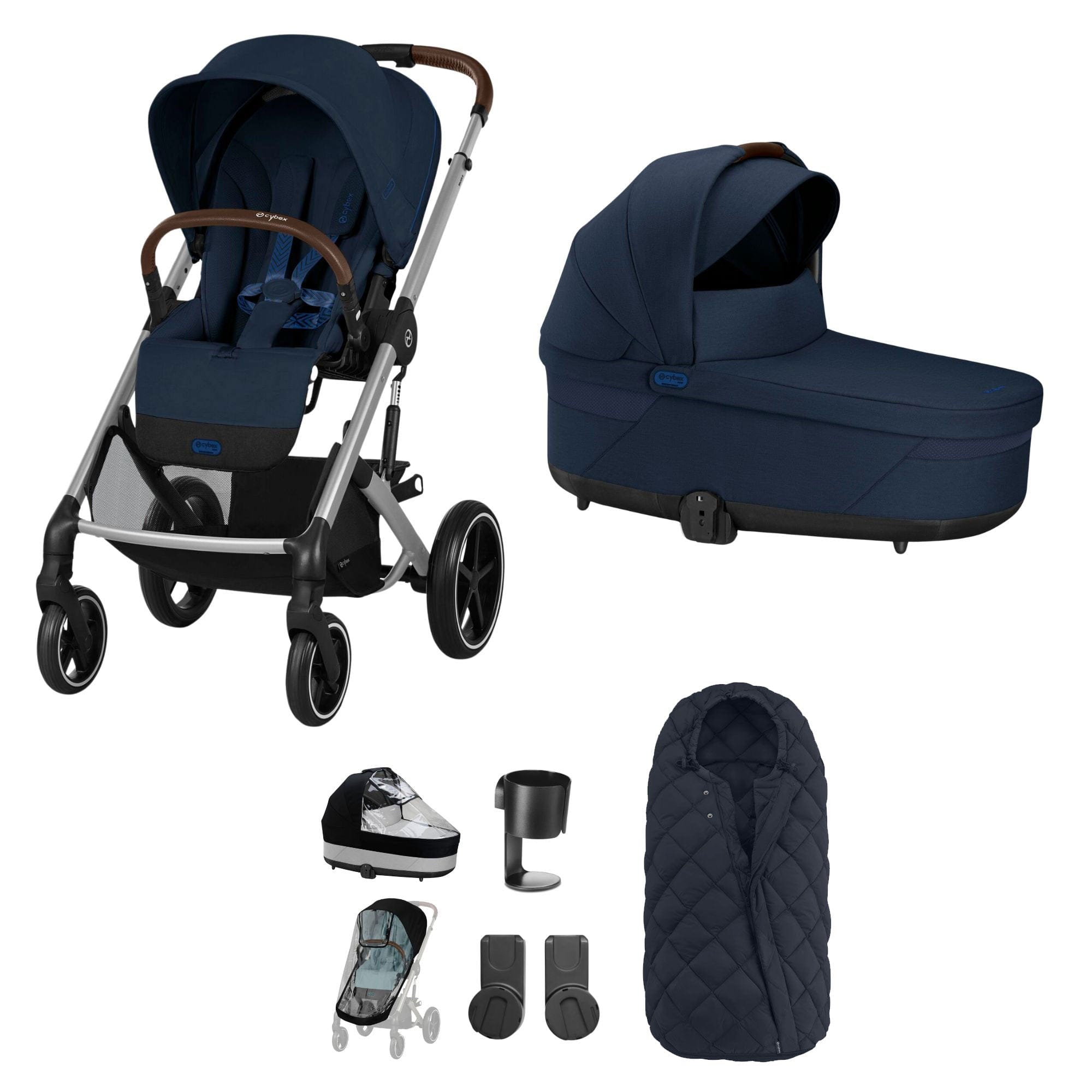 Cybex baby prams Cybex Balios S Lux Essential Bundle - Silver/Ocean Blue 12744-SLV-OCE-BLU