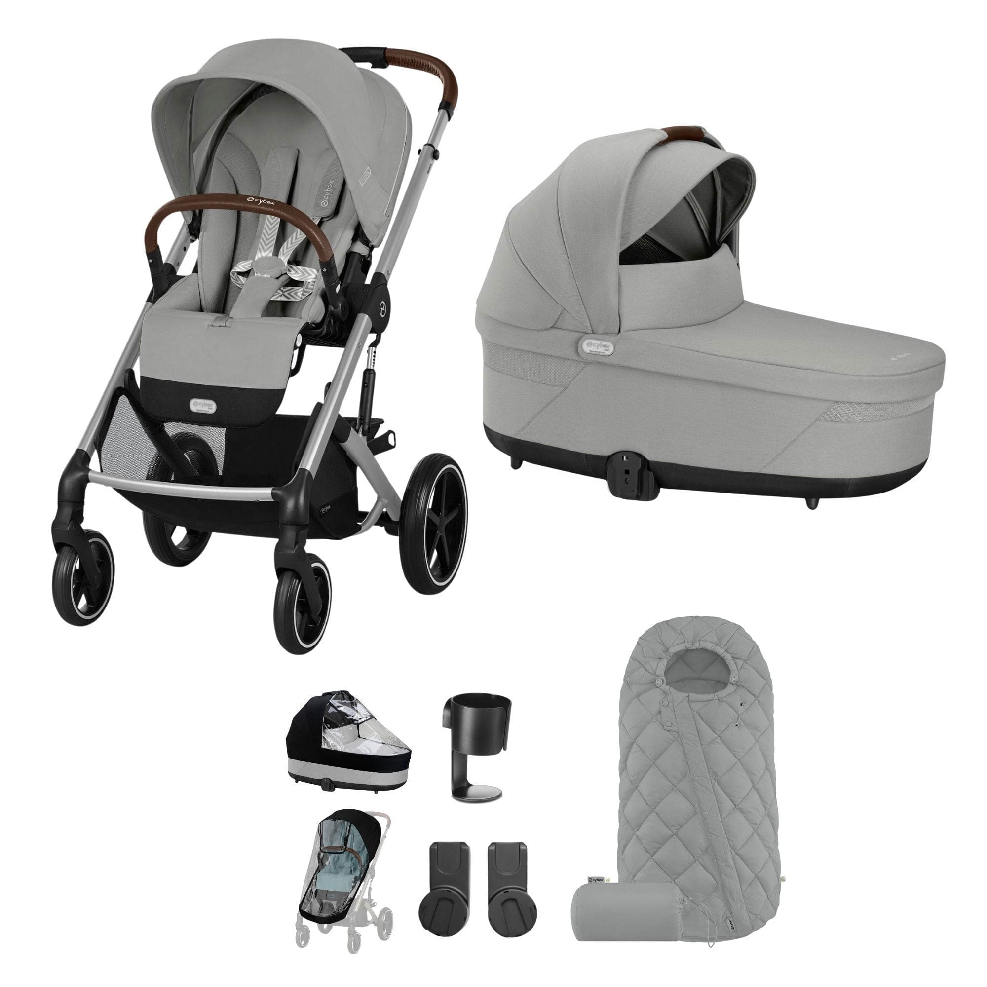 Cybex baby prams Cybex Balios S Lux Essential Bundle - Silver/Stone Grey 12751-SLV-LAV-GRY