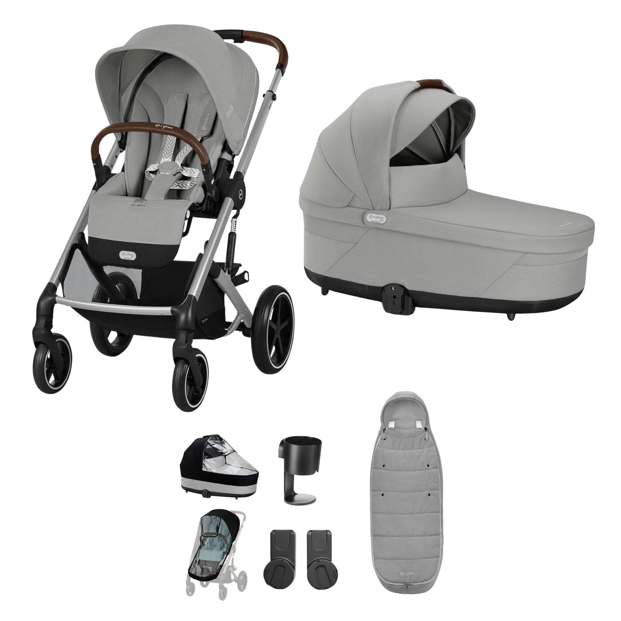 Cybex baby prams Cybex Balios S Lux Essential Bundle - Silver/Stone Grey 14654-SLV-LAV-GRY