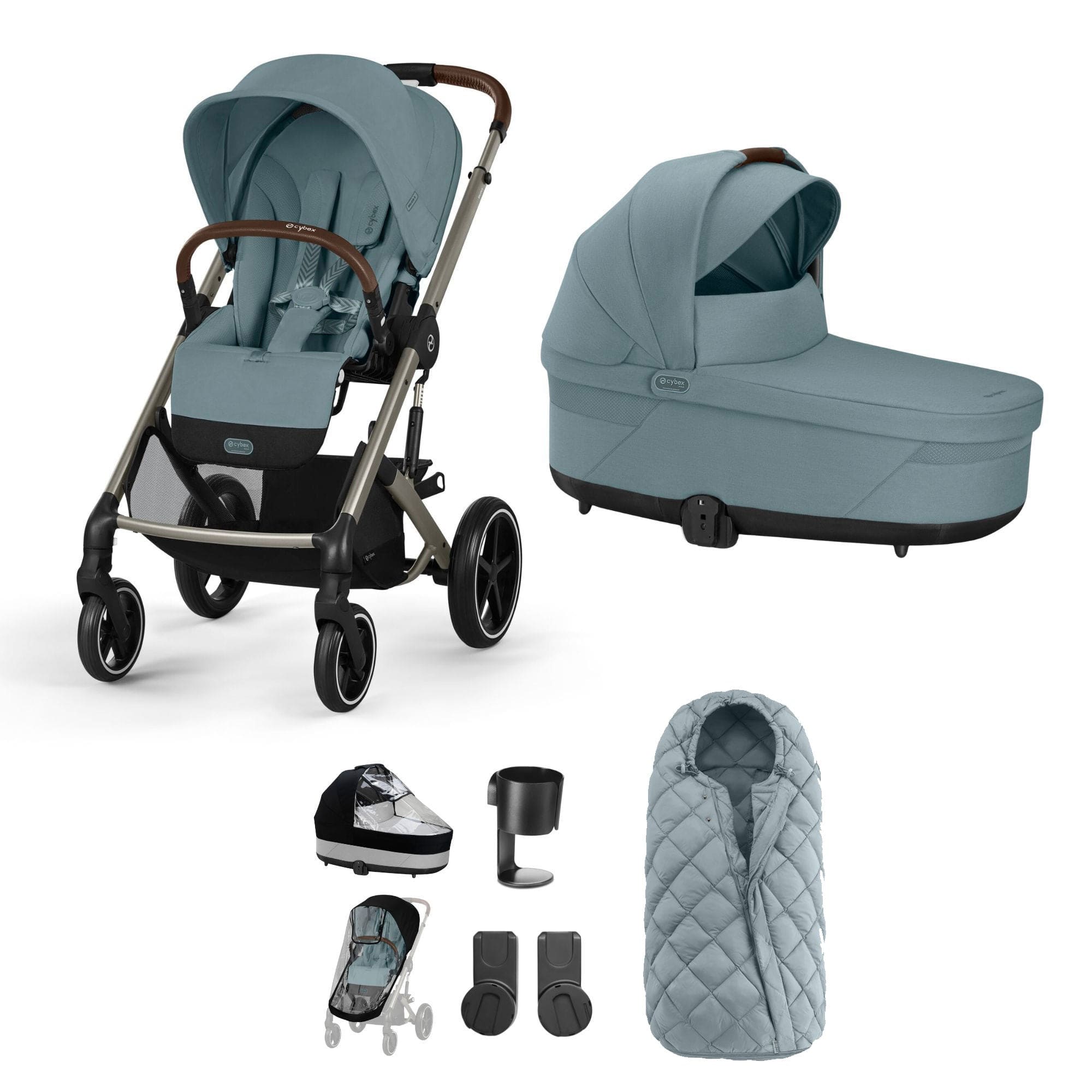 Cybex baby prams Cybex Balios S Lux Essential Bundle - Taupe/Stormy Blue 12753-TPE-SKY-BLU