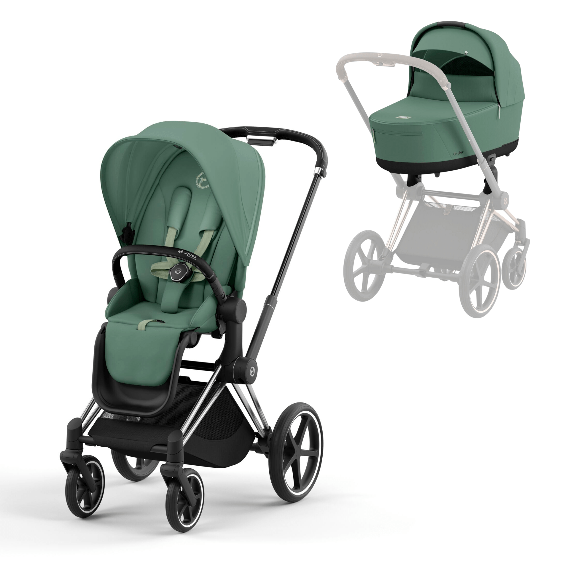 Cybex baby prams Cybex Priam & Lux Cot (2023) - Leaf Green 13972-CH-BLK-GRN