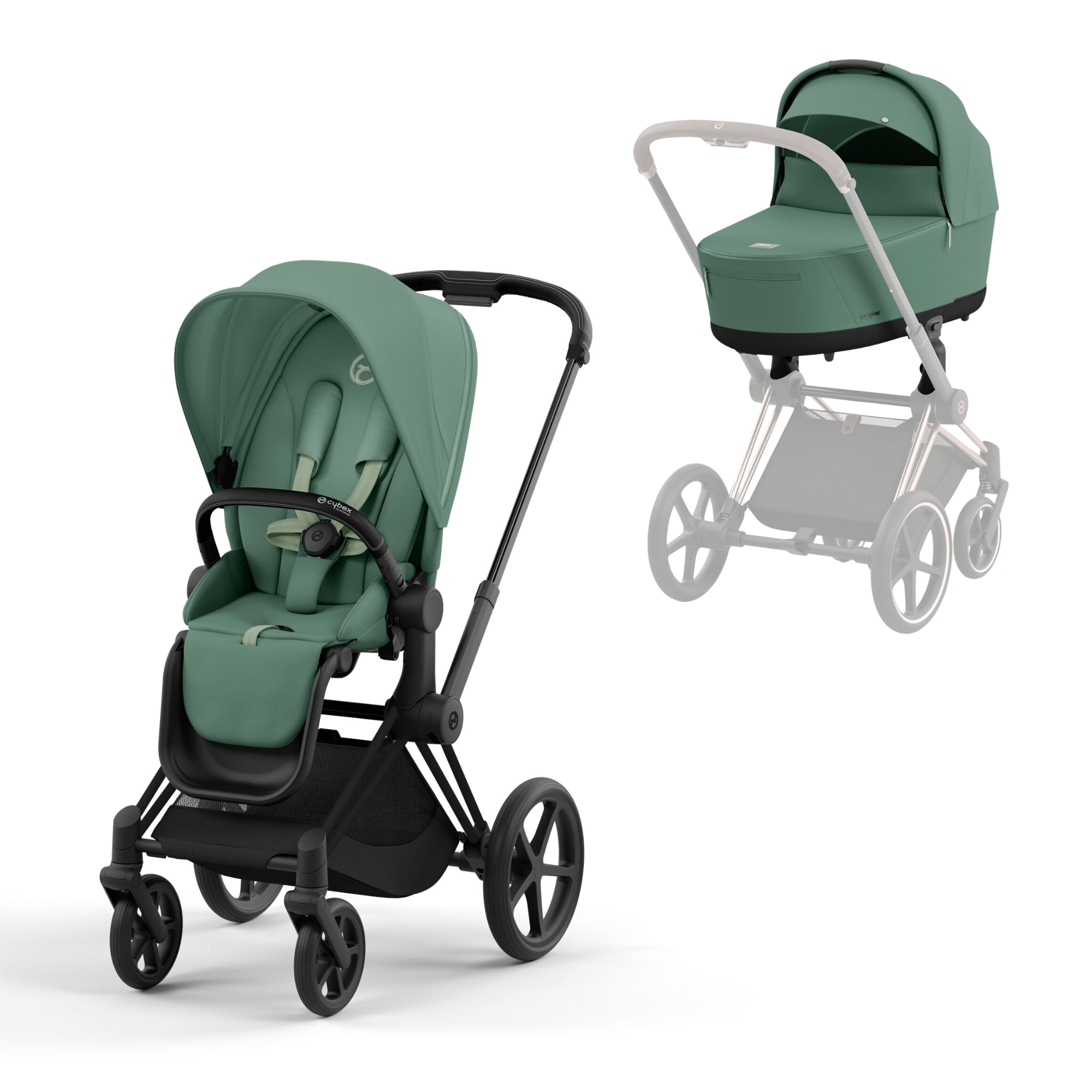 Cybex baby prams Cybex Priam & Lux Cot (2023) - Leaf Green 13974-BLK-GRN