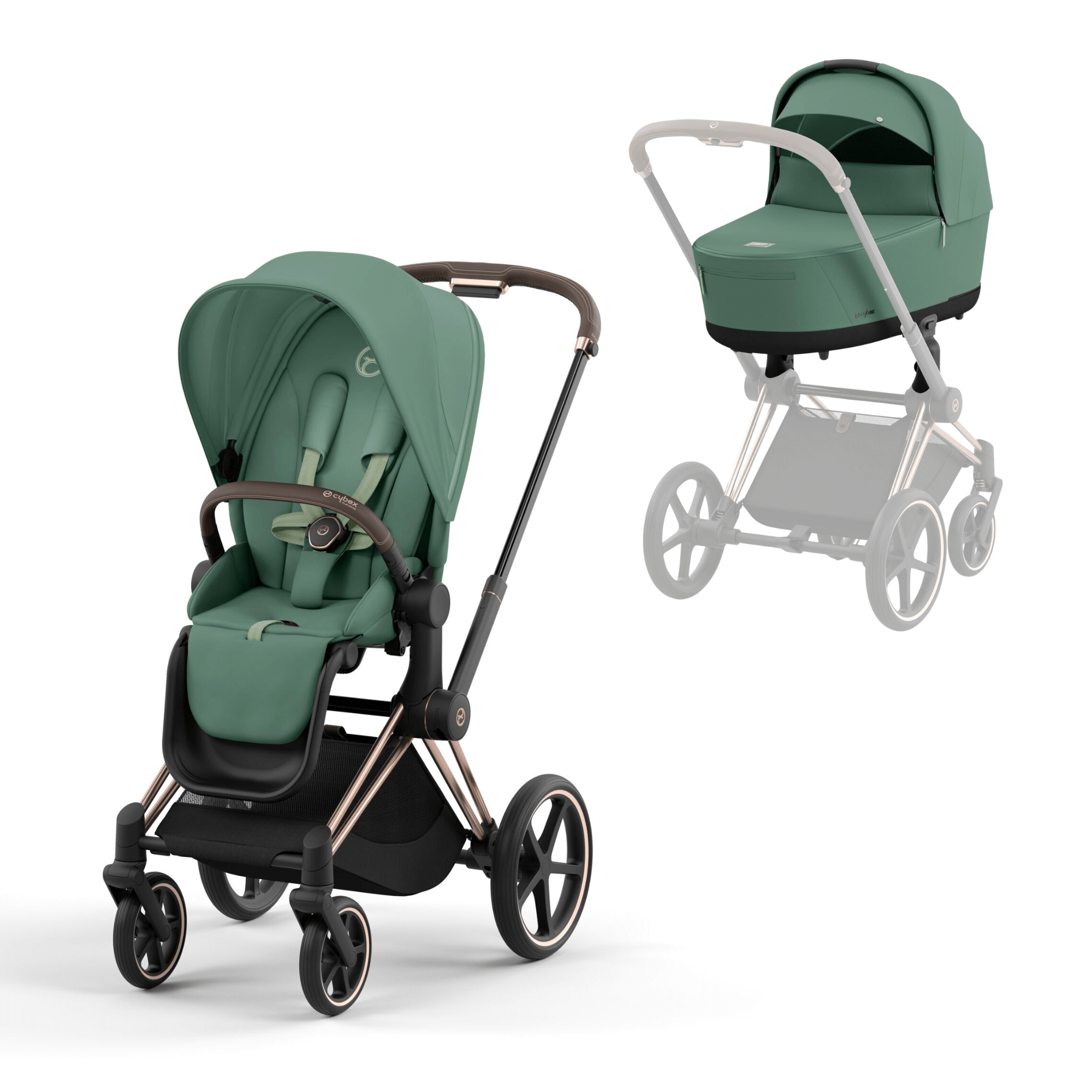 Cybex baby prams Cybex Priam & Lux Cot (2023) - Leaf Green 13975-ROS-GOL-GRN