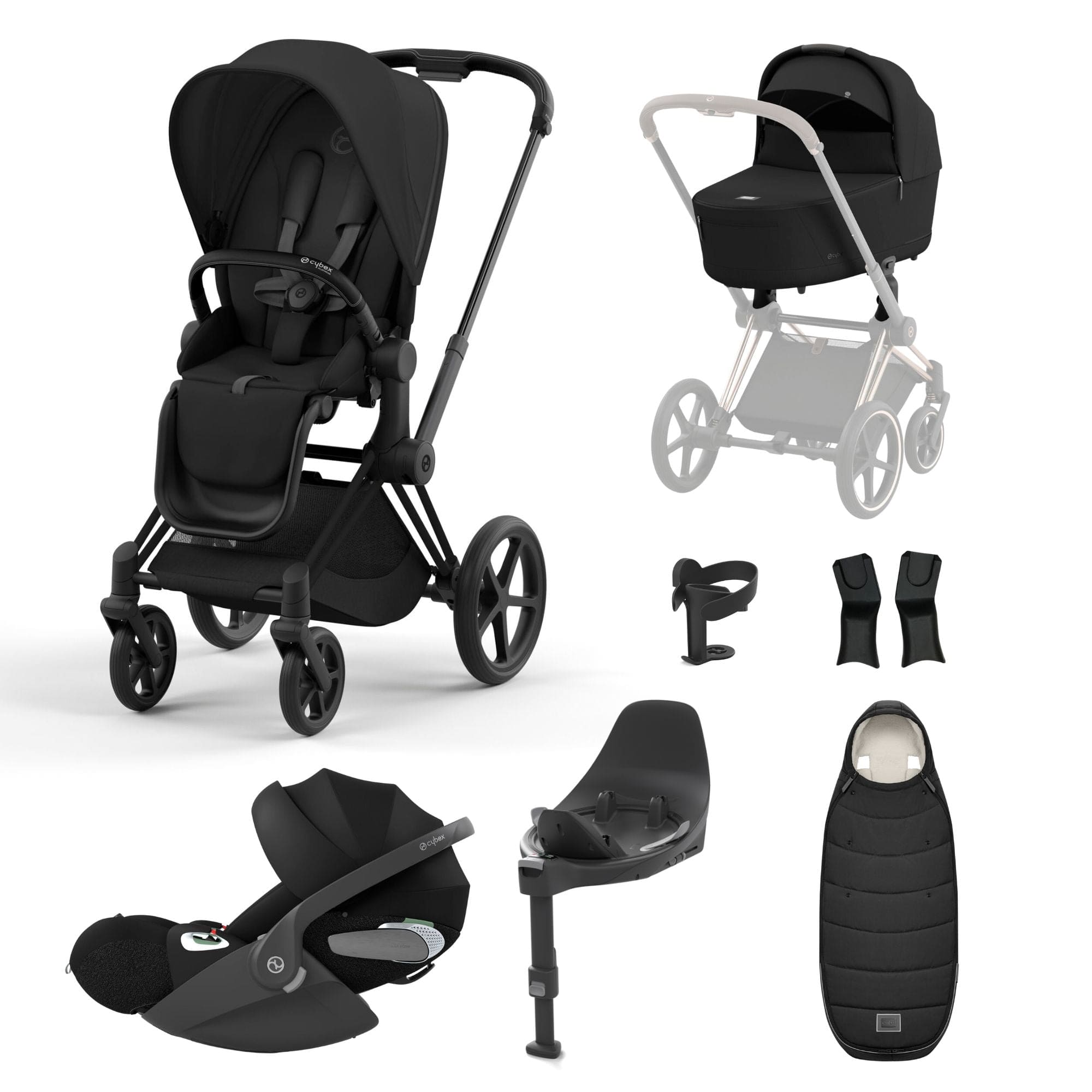 Cybex Travel Systems Cybex Priam Cloud T Travel System - Sepia Black 16684-BLK-BLK