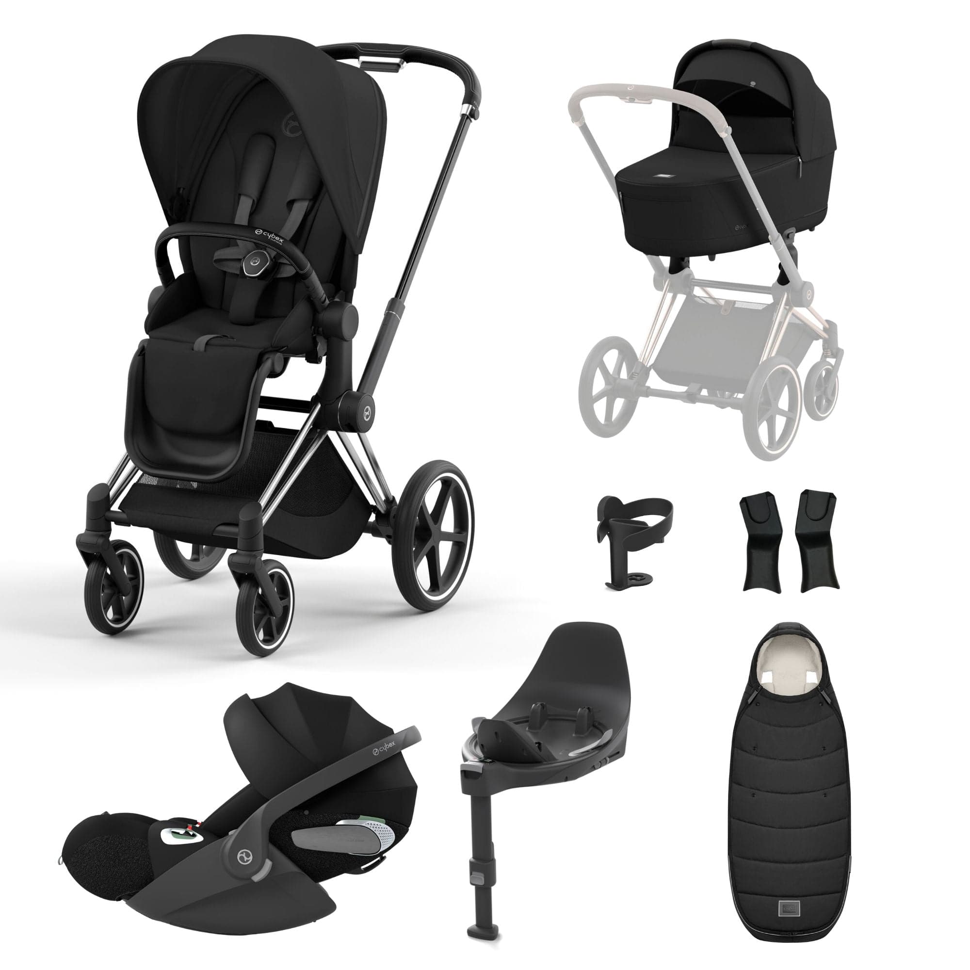 Cybex Travel Systems Cybex Priam Cloud T Travel System - Sepia Black 16684-CH-BLK-BLK