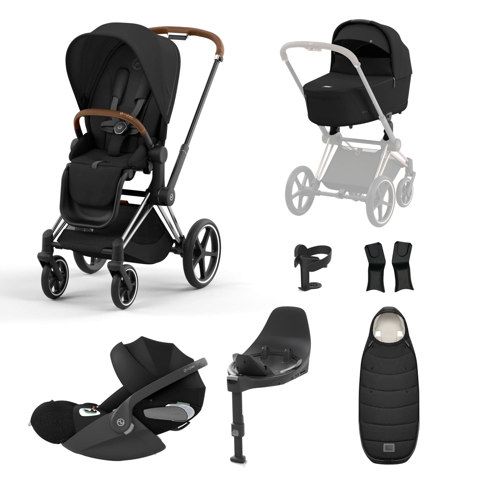 Cybex Travel Systems Cybex Priam Cloud T Travel System - Sepia Black 16684-CH-BRN-BLK