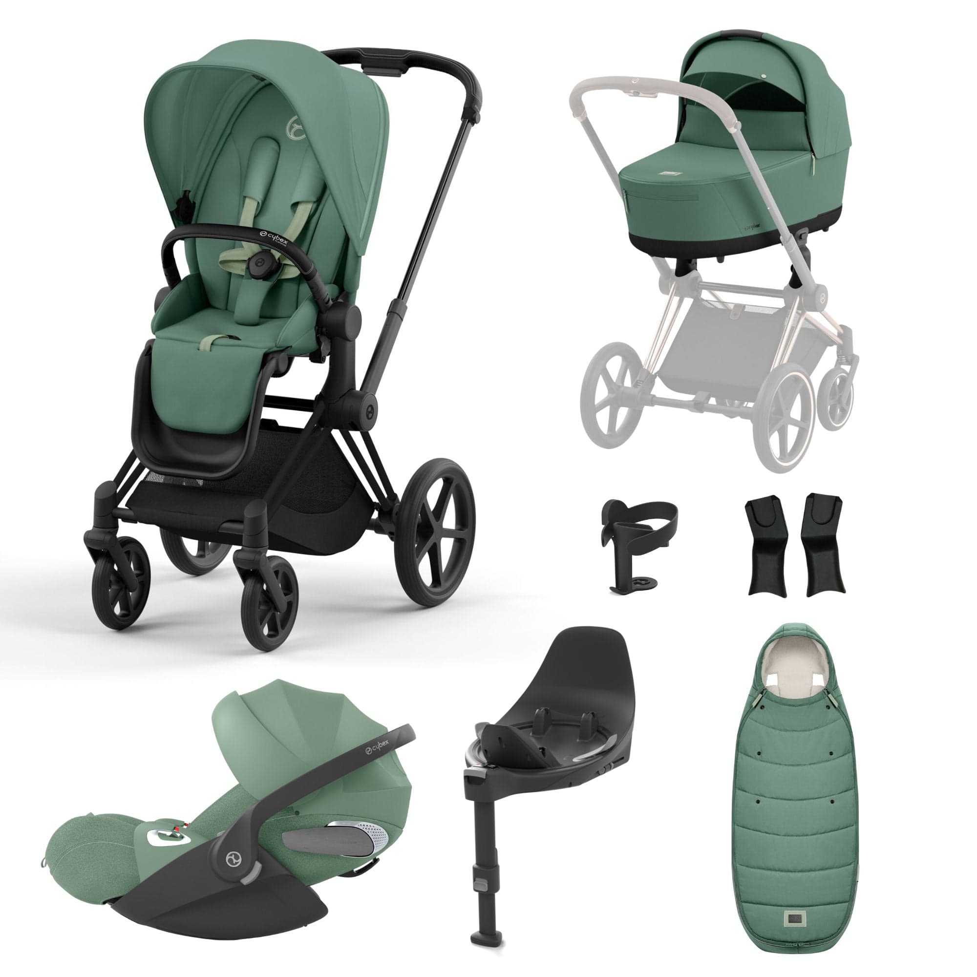 Cybex Travel Systems Cybex Priam Cloud T Travel System - Leaf Green 16692-BLK-GRN-1