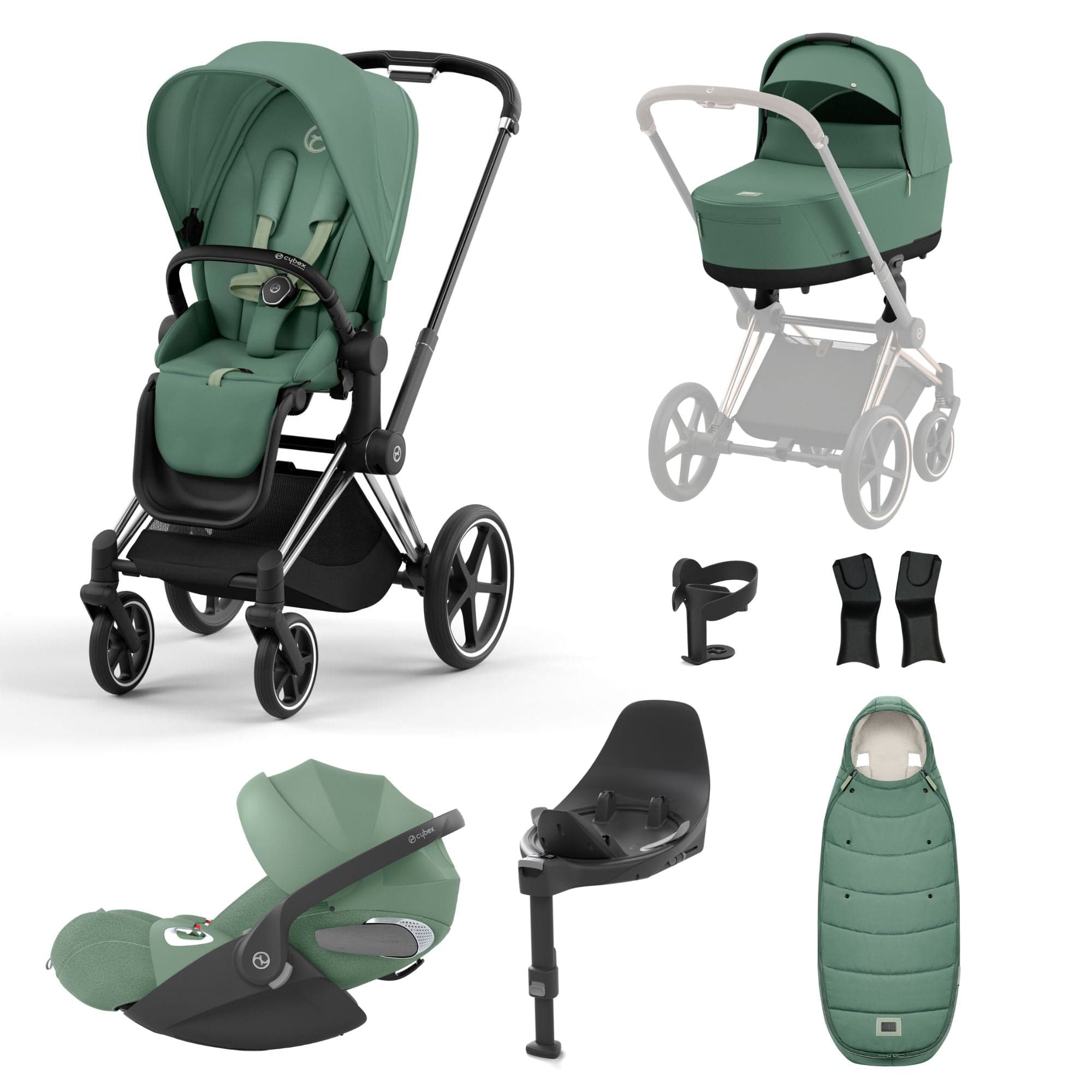 Cybex Travel Systems Cybex Priam Cloud T Travel System - Leaf Green 16692-CH-BLK-GRN-1