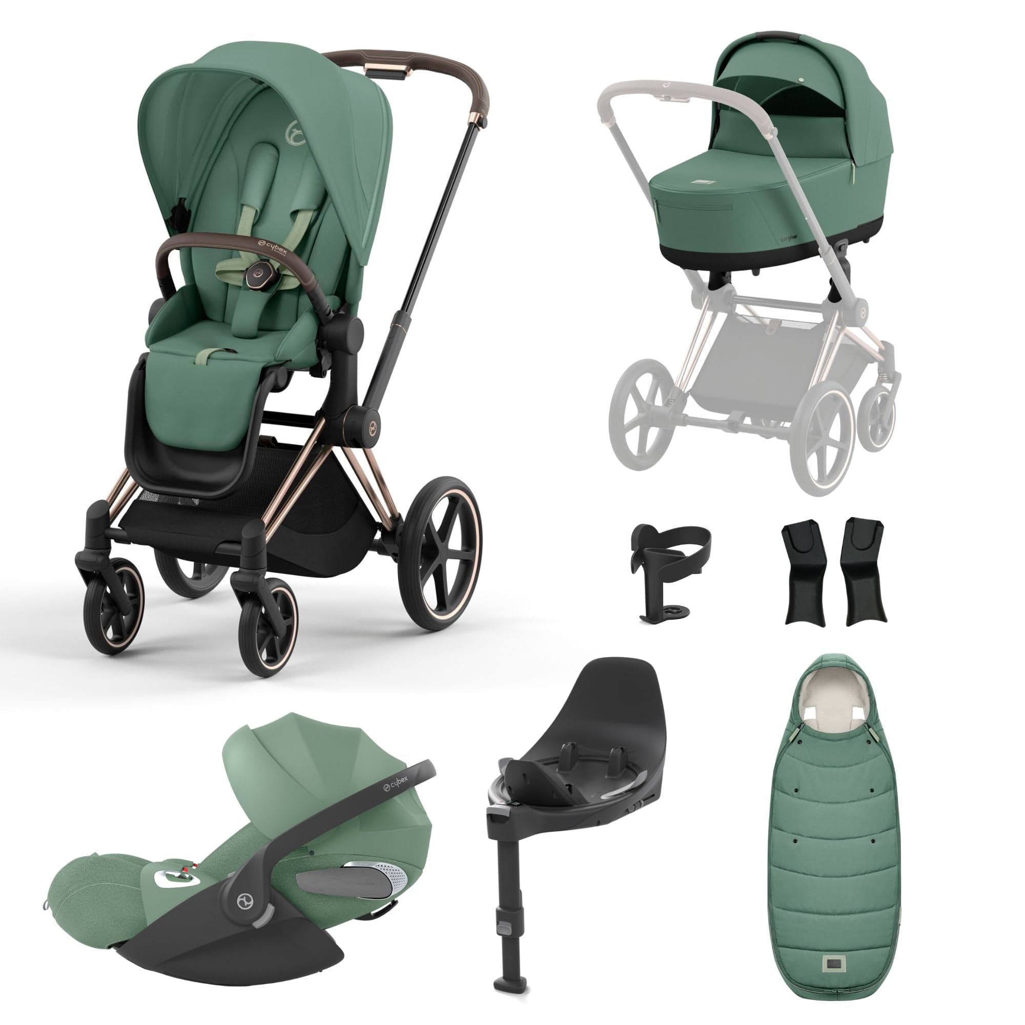 Cybex Travel Systems Cybex Priam Cloud T Travel System - Leaf Green 16692-ROS-GOL-GRN-1