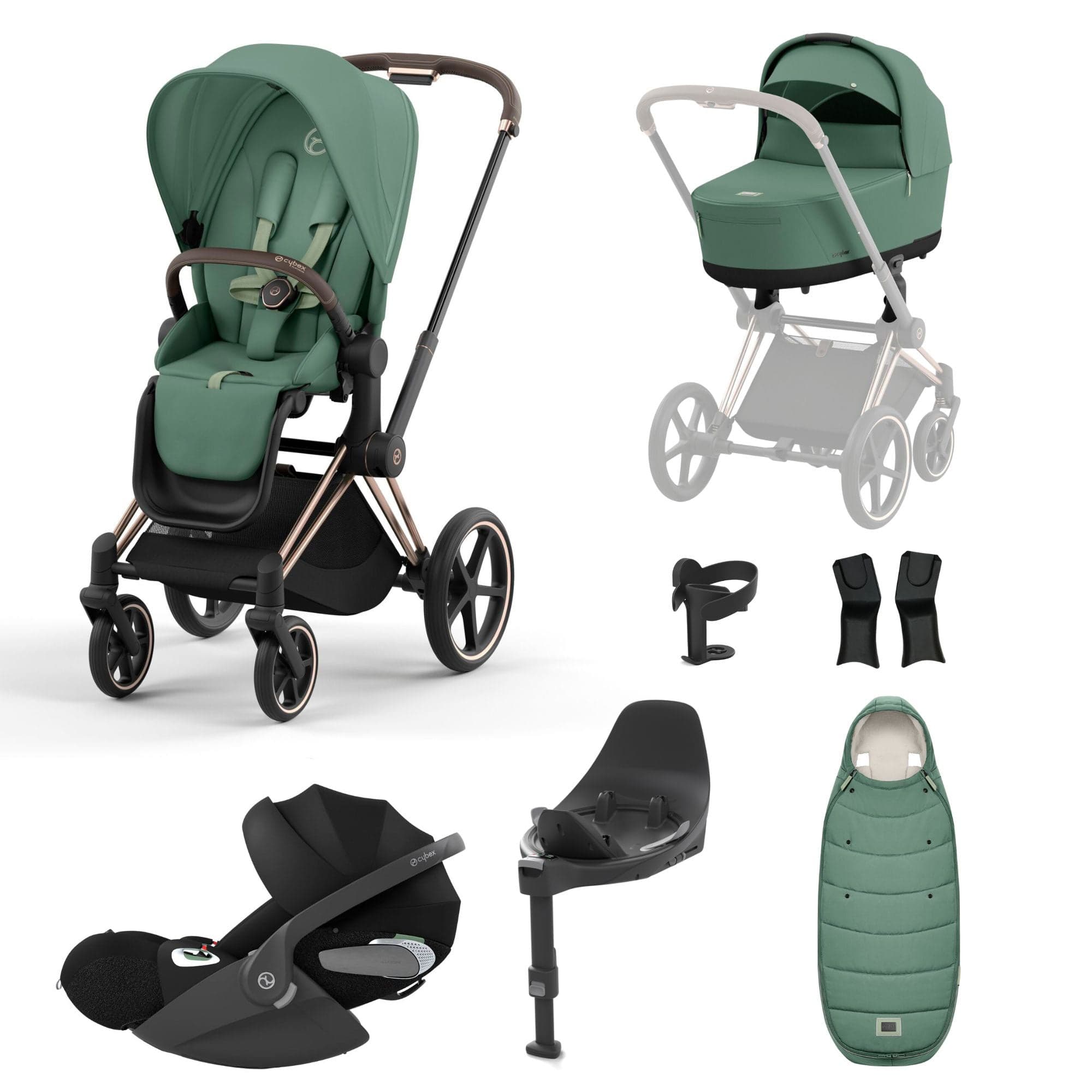 Cybex Travel Systems Cybex Priam Cloud T Travel System - Leaf Green 16692-ROS-GOL-GRN