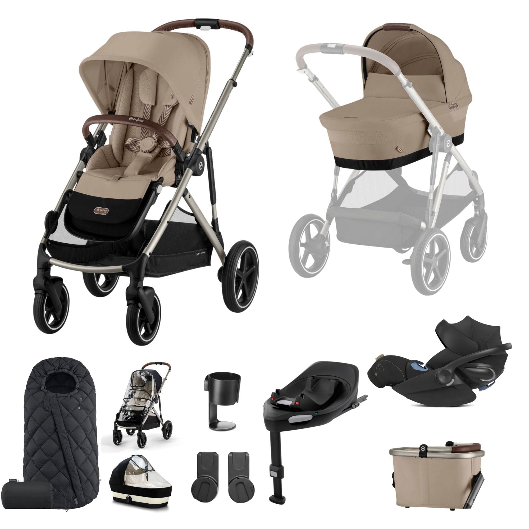 Cybex travel systems Cybex Gazelle S Luxury Bundle - Taupe/Almond Beige