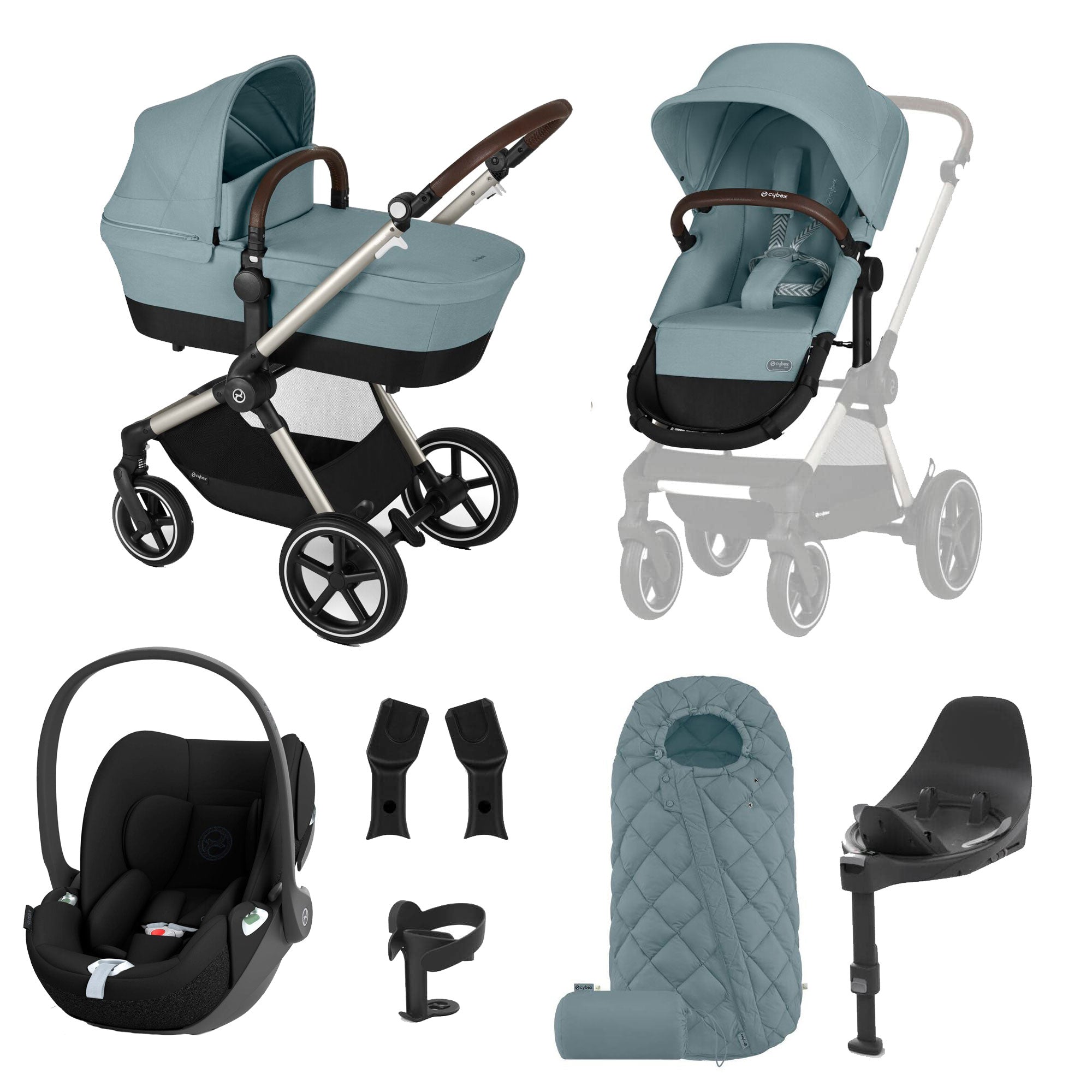 Cybex Eos Lux Luxury 9 Piece Bundle - Stormy Blue