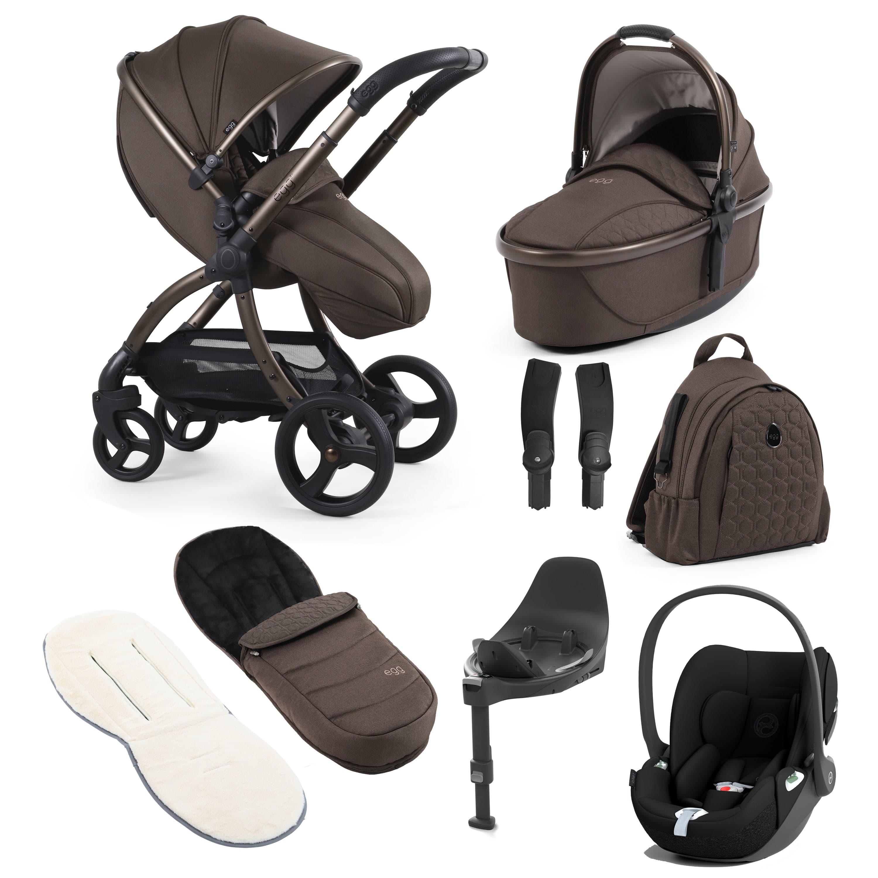 egg travel systems egg3 Luxury Travel System Bundle - Chocolate Velvet 18040-CT-CHV