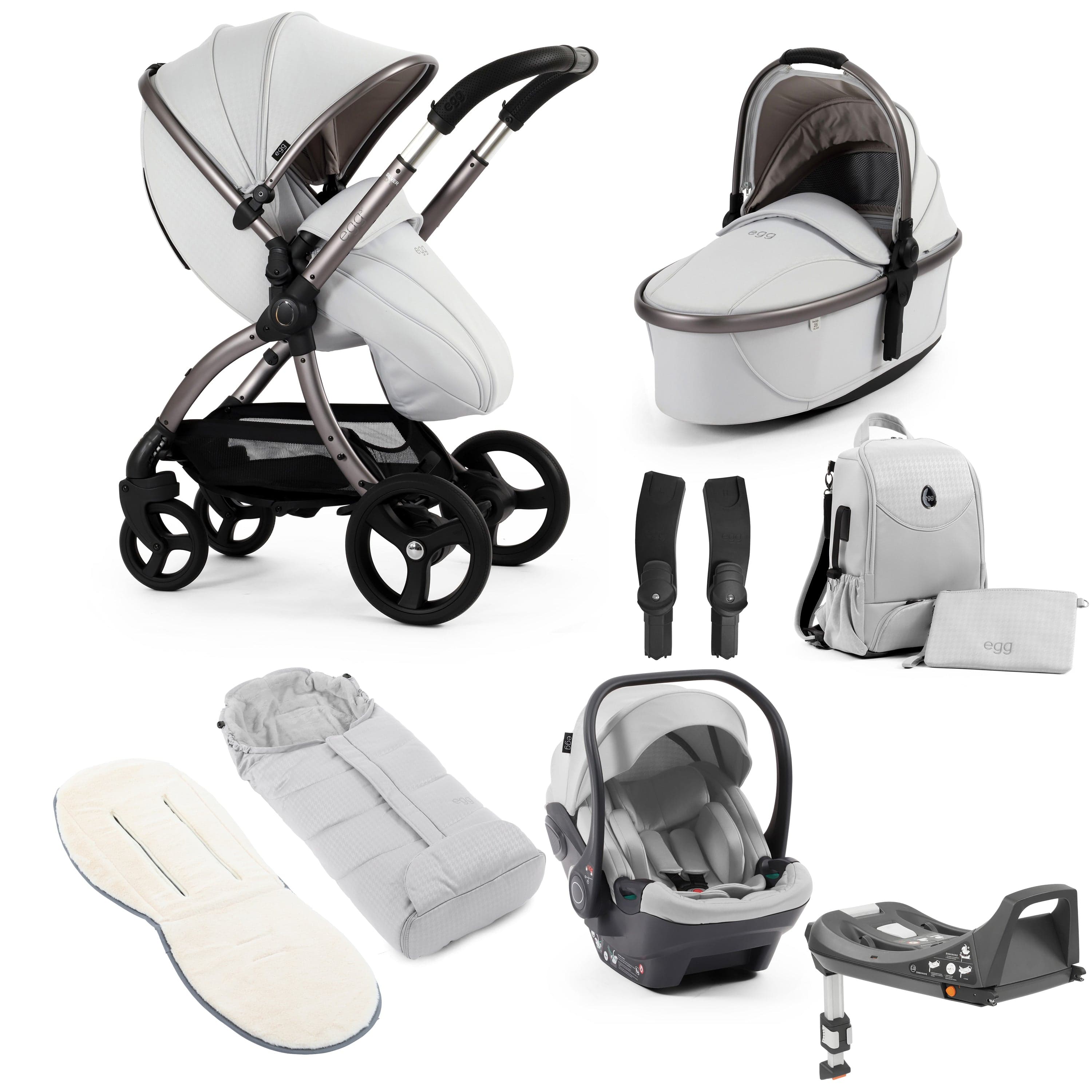 egg travel systems egg3 Luxury Travel System Bundle - Houndstooth Silver 18008-HTS