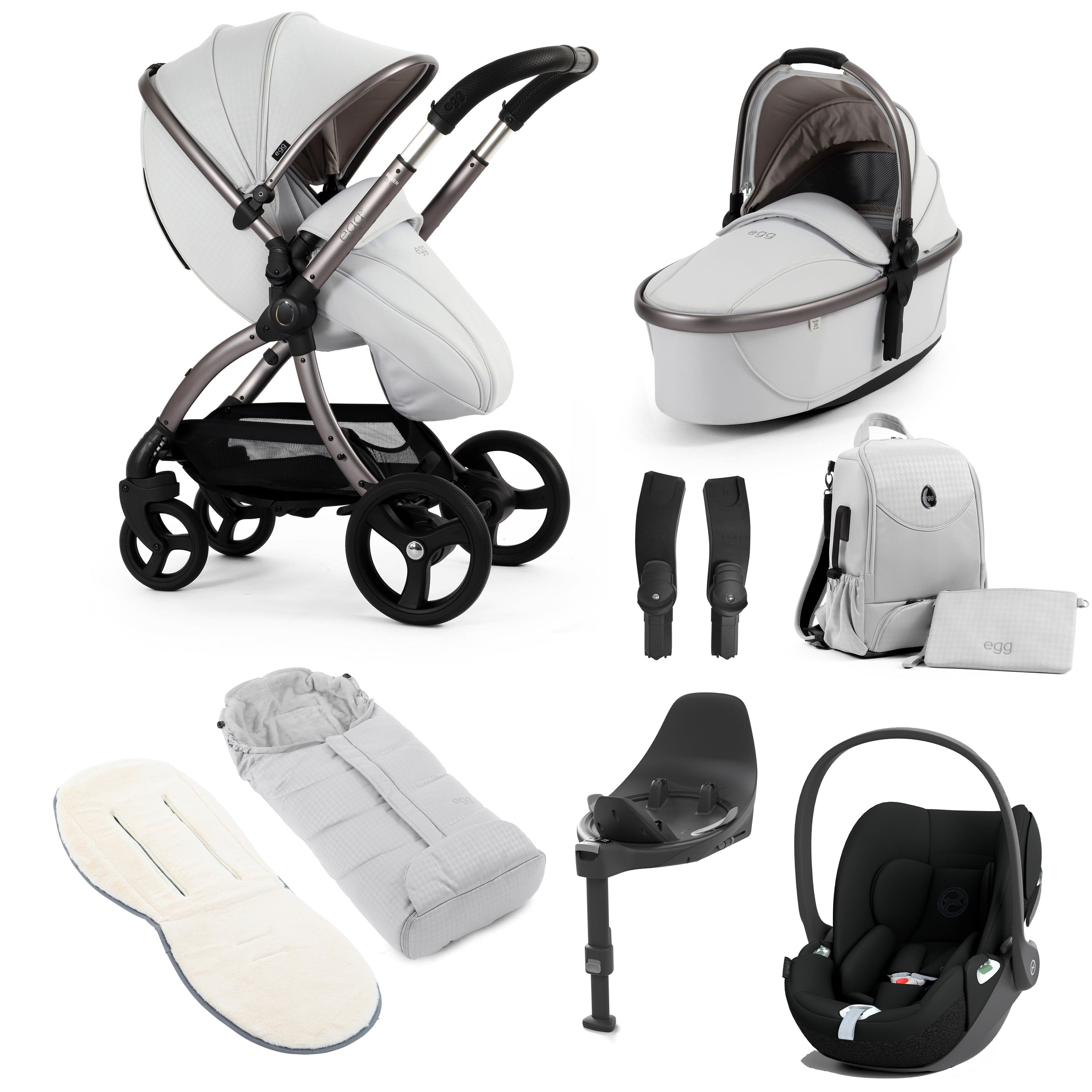 egg travel systems egg3 Luxury Travel System Bundle - Houndstooth Silver 18041-CT-HTS