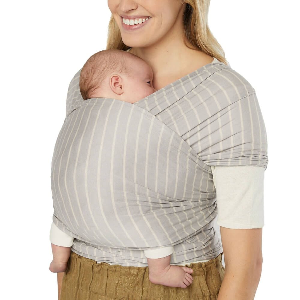 Ergobaby baby carriers Ergobaby Aura Sustainable Knit Baby Wrap - Grey Stripes WLASKGRYSTP