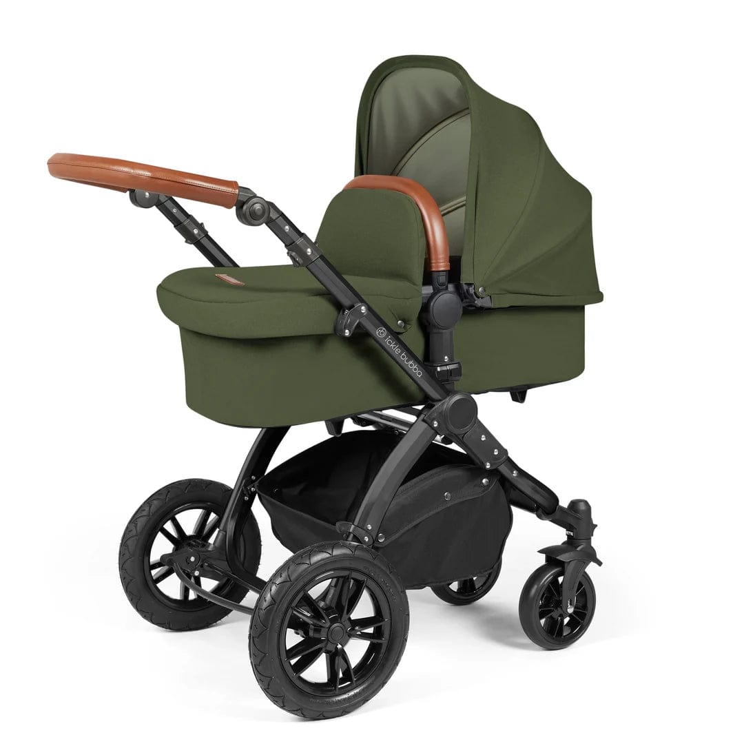 Ickle Bubba travel systems Ickle Bubba Stomp Luxe All-in-One Travel System with Isofix Base - Black/Woodland/Tan 10-011-300-137