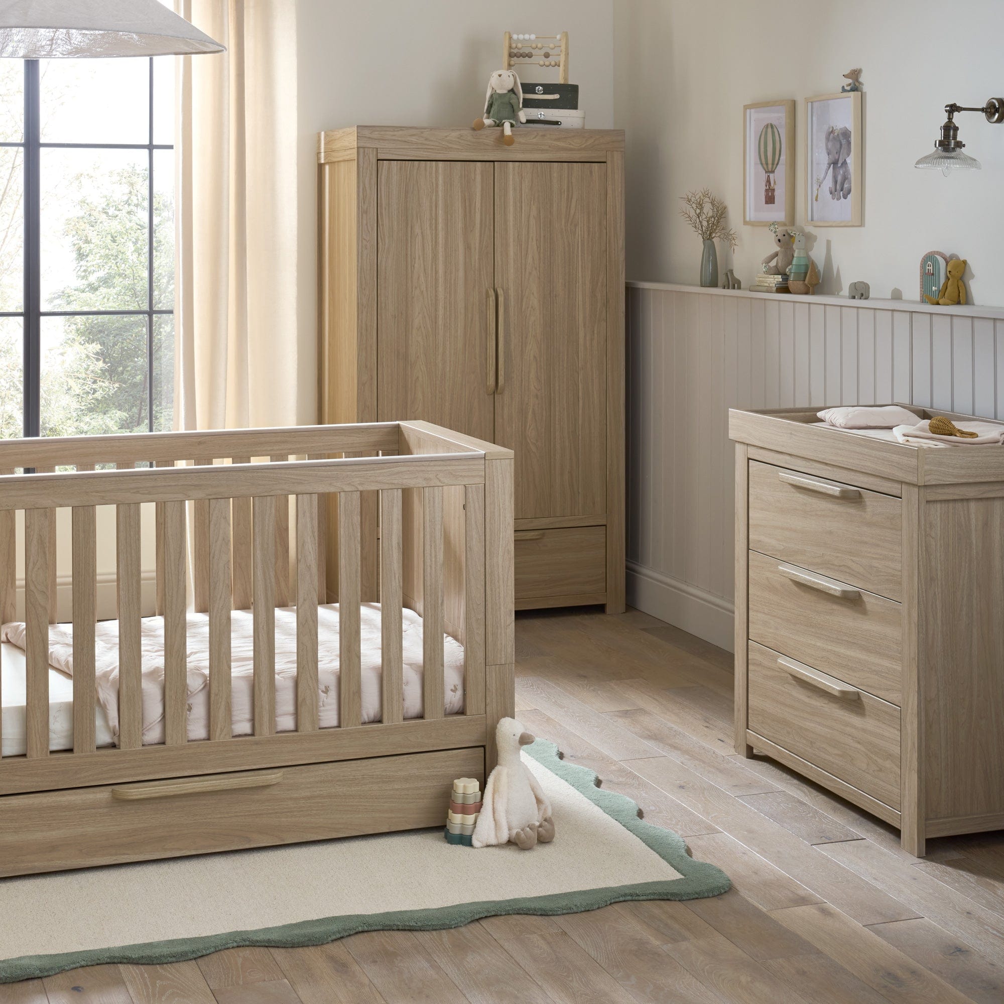 Mamas & Papas cot bed room sets Mamas & Papas Franklin 3 Piece Roomset - Natural Oak