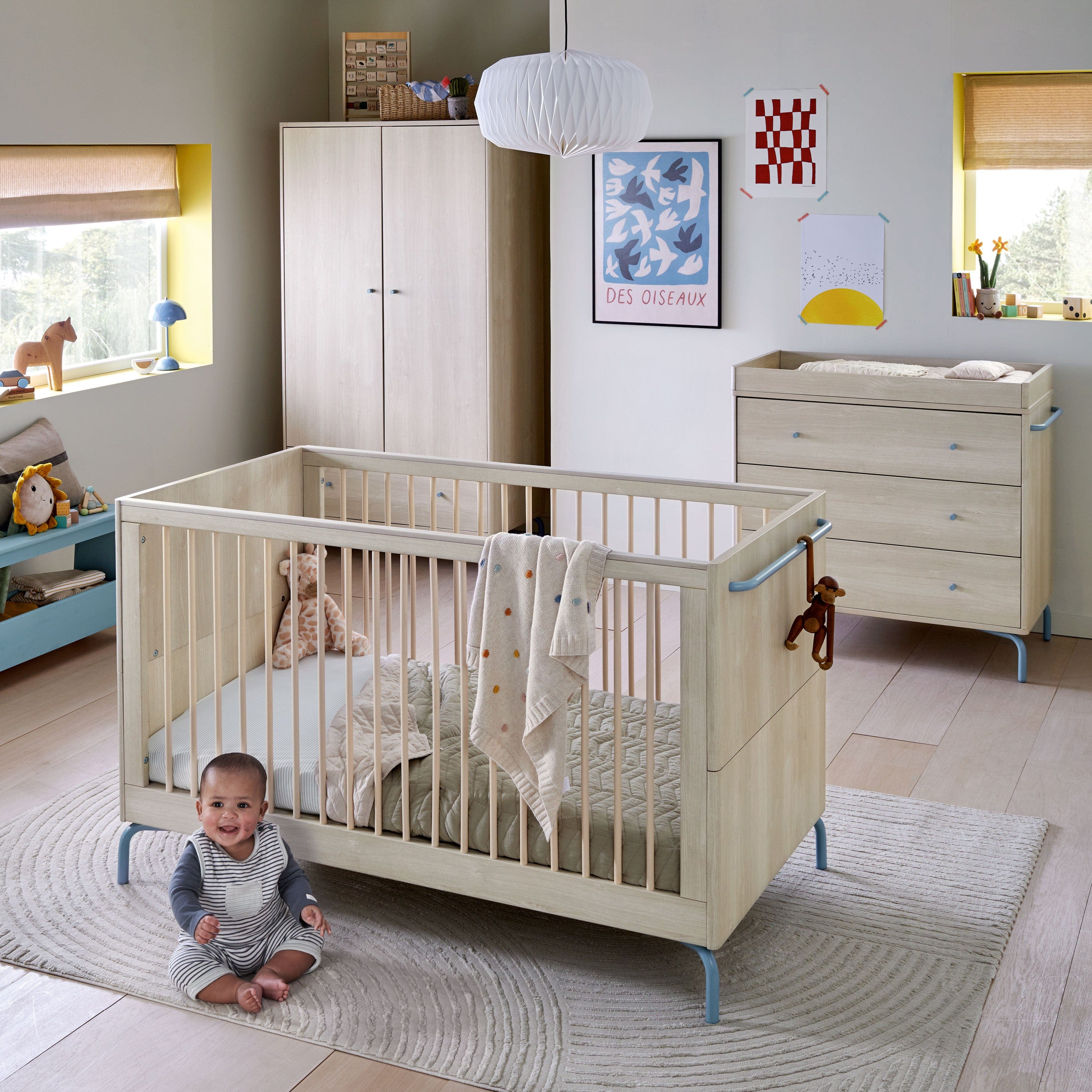 Mamas & Papas cot bed room sets Mamas & Papas Kinlay 3 Piece Roomset - Dusty Blue