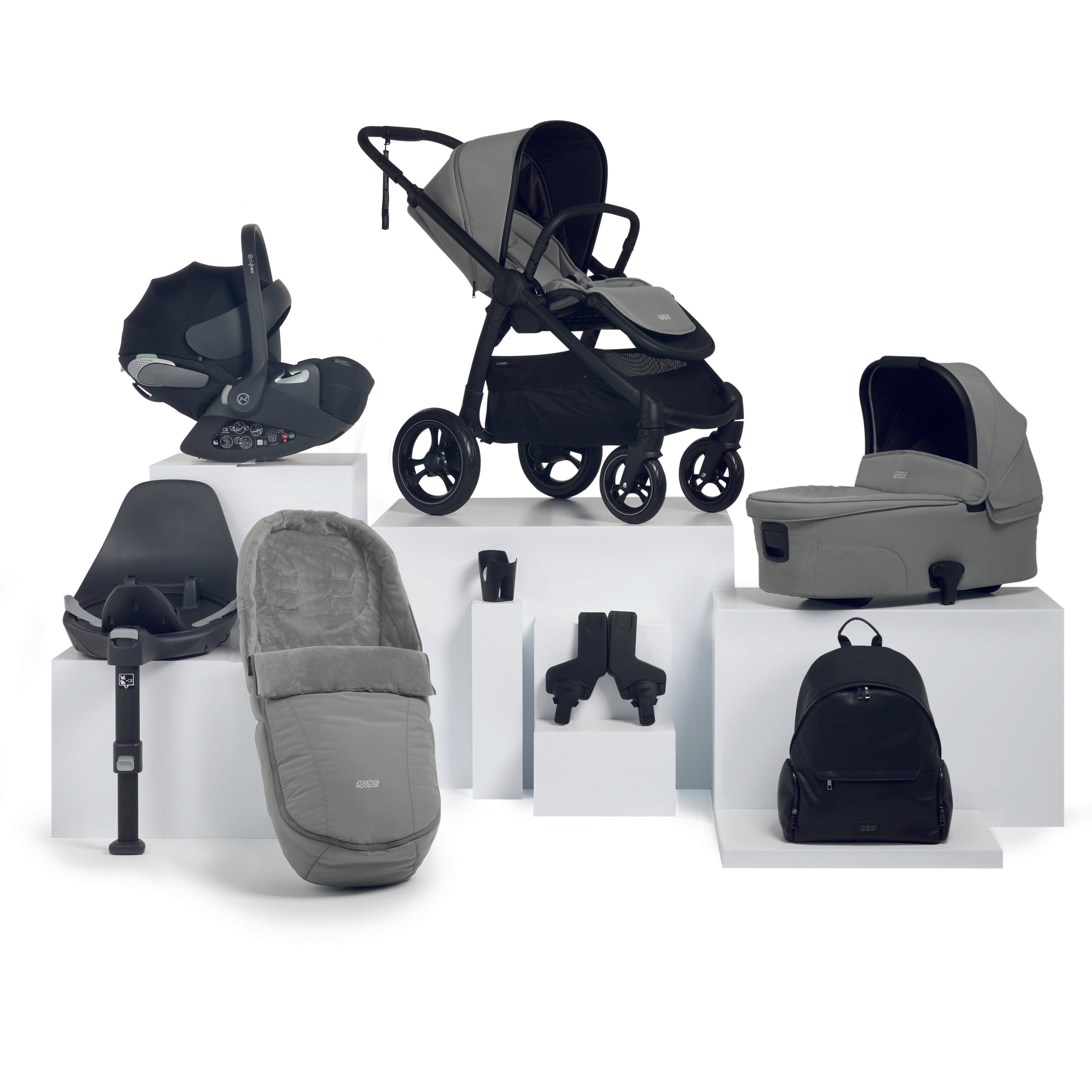 Mamas & Papas travel systems Mamas & Papas Ocarro 8 Piece Cybex Travel System in Flint Grey 61931FL00