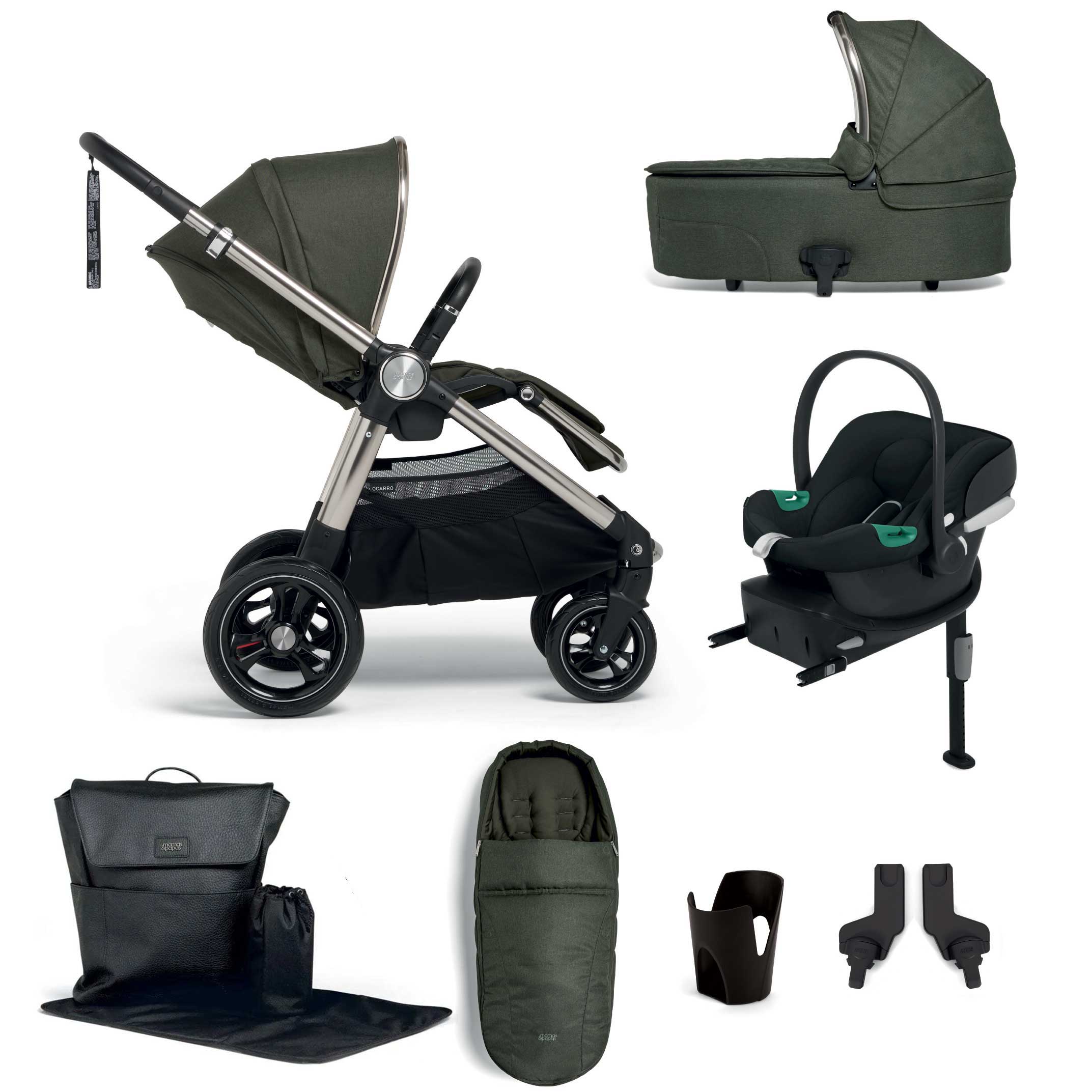 Mamas & Papas travel systems Mamas & Papas Ocarro 8 Piece Cybex Travel System - Hunter Green 61931HG00-1