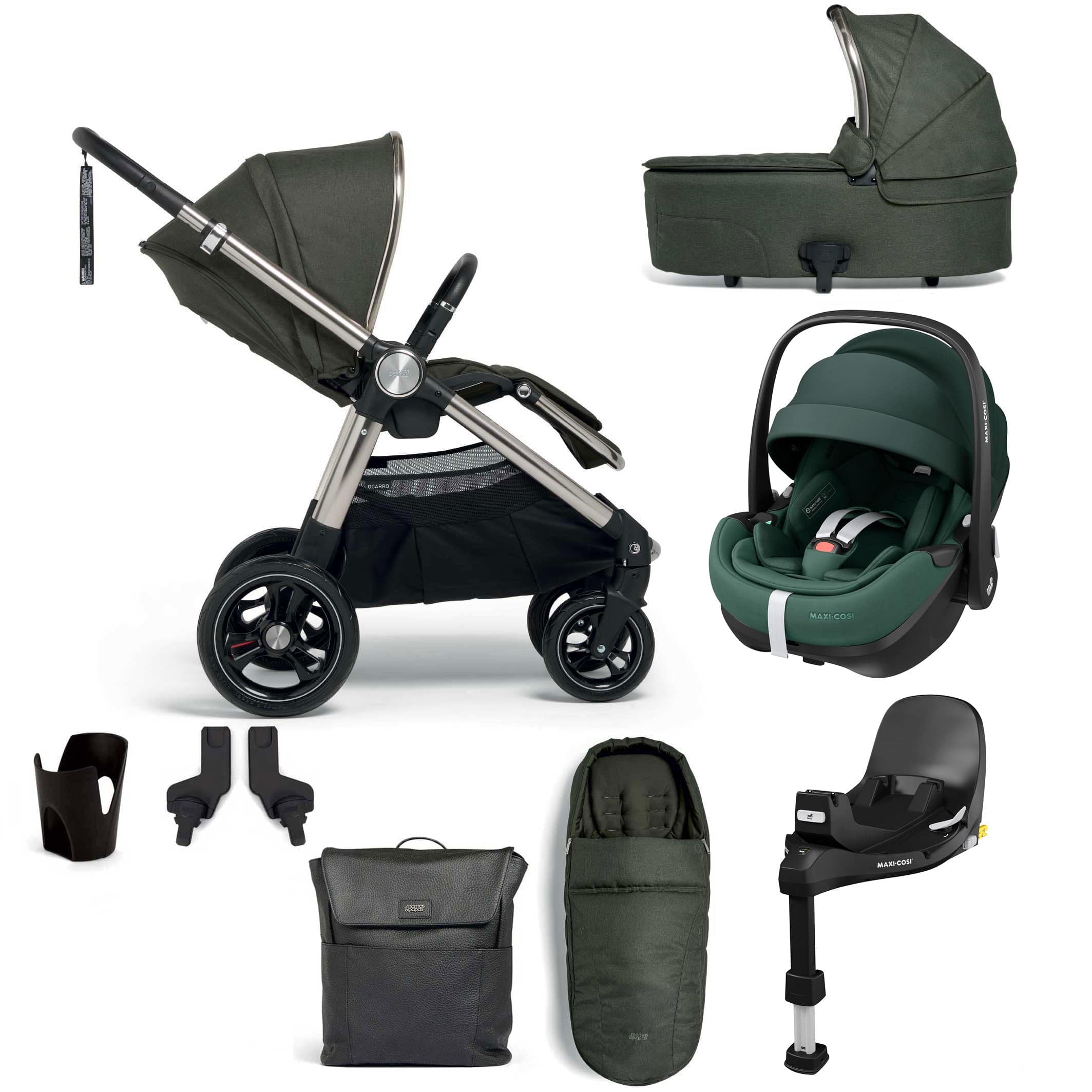 Mamas & Papas travel systems Mamas & Papas Ocarro 8 Piece Pebble 360 Pro (Green) Travel System in Hunter Green 61931HG00-4