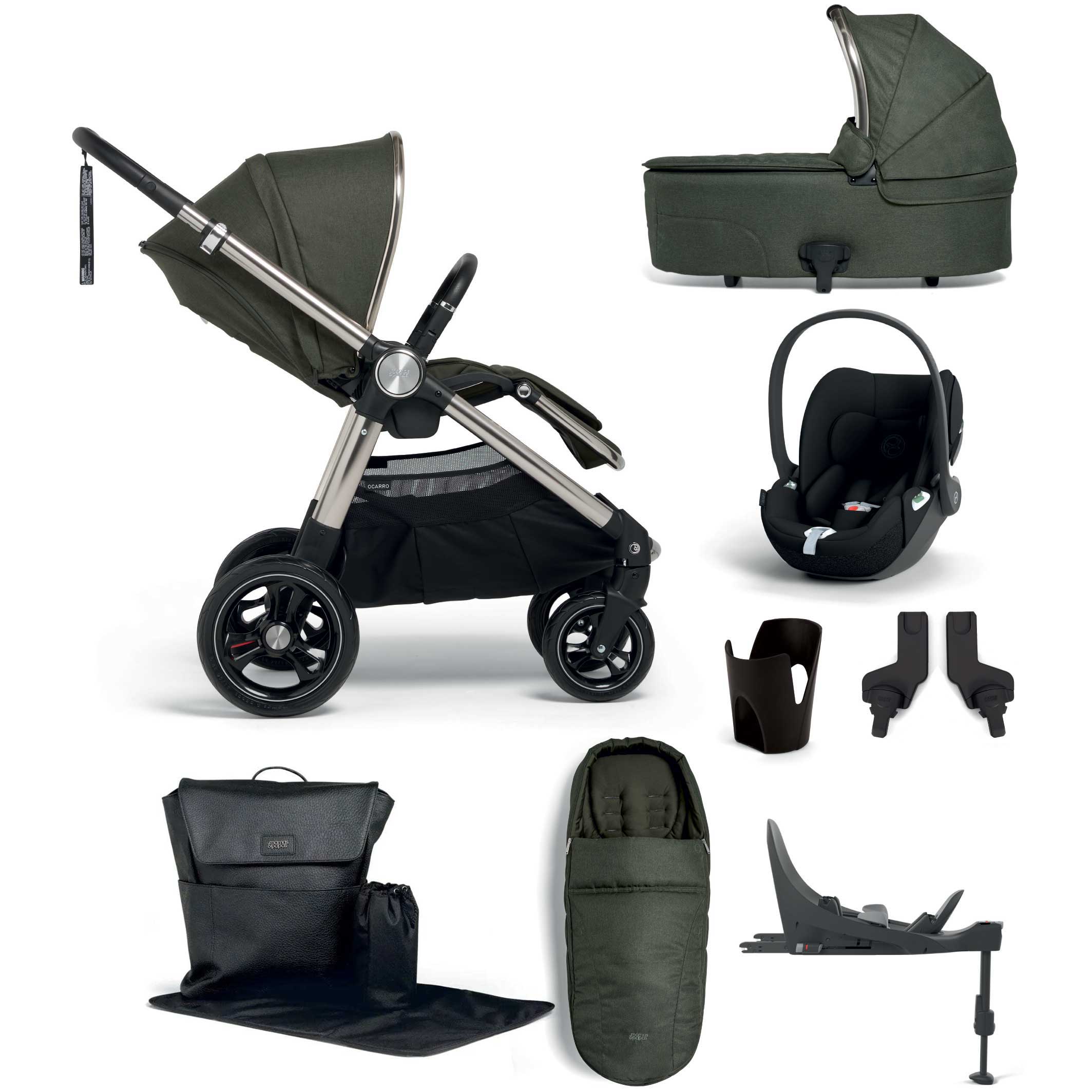 Mamas & Papas travel systems Mamas & Papas Ocarro 8 Piece Cybex Travel System - Hunter Green 61931HG00